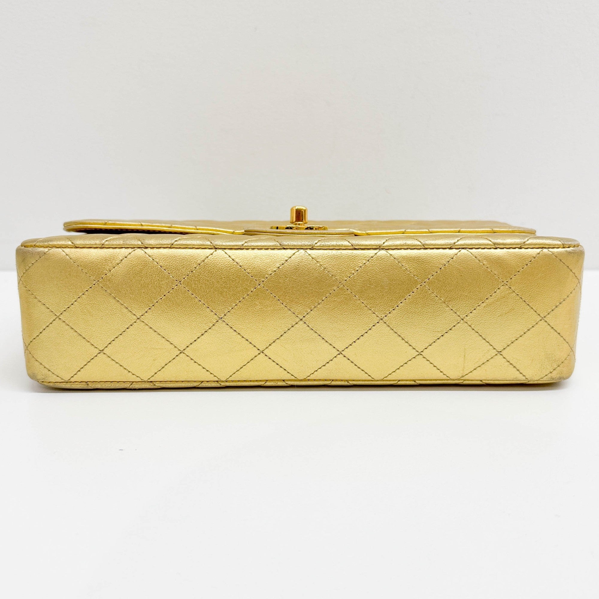 Set Of 2 Coco Handle Matelasse Gold Leather Hand Bags