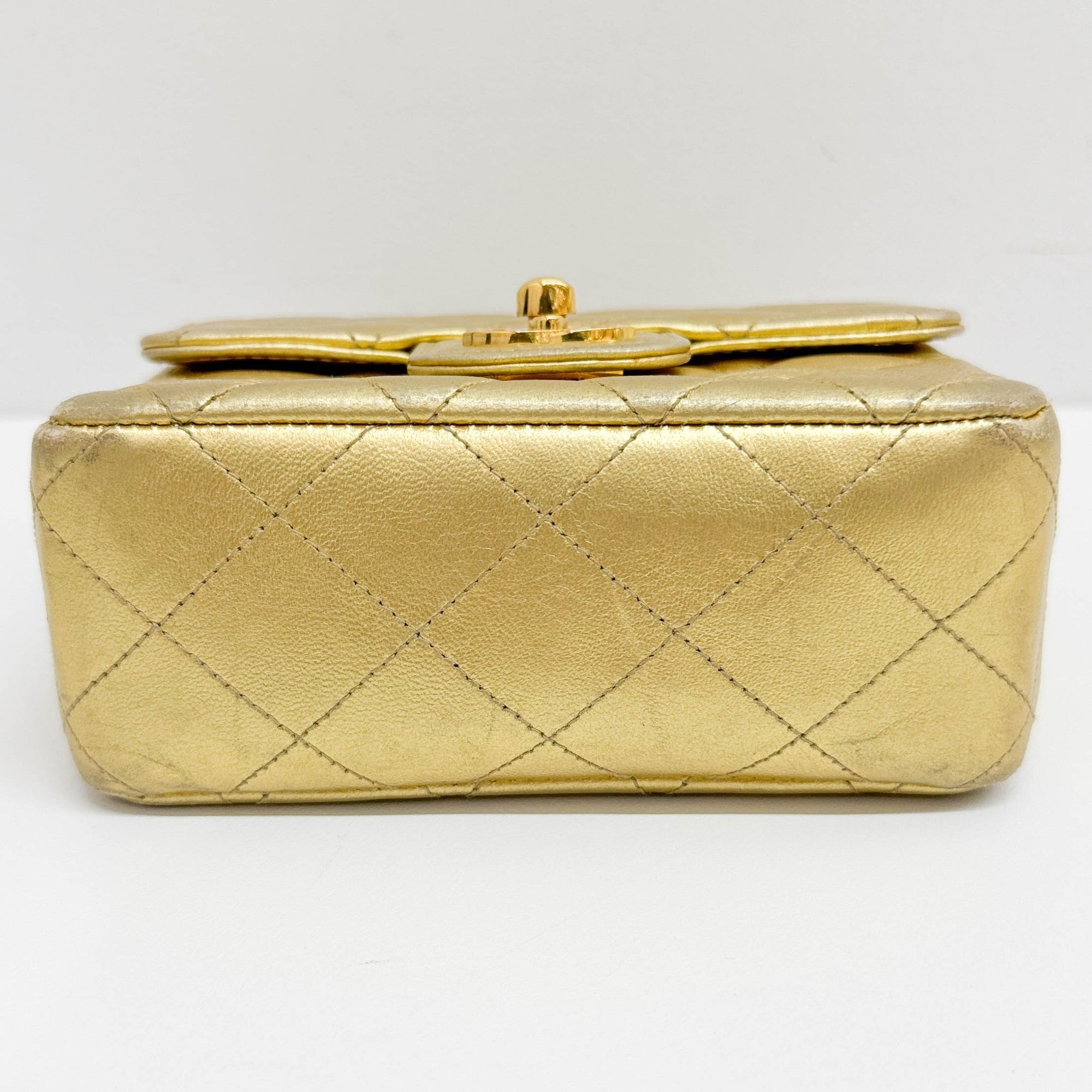 Set Of 2 Coco Handle Matelasse Gold Leather Hand Bags