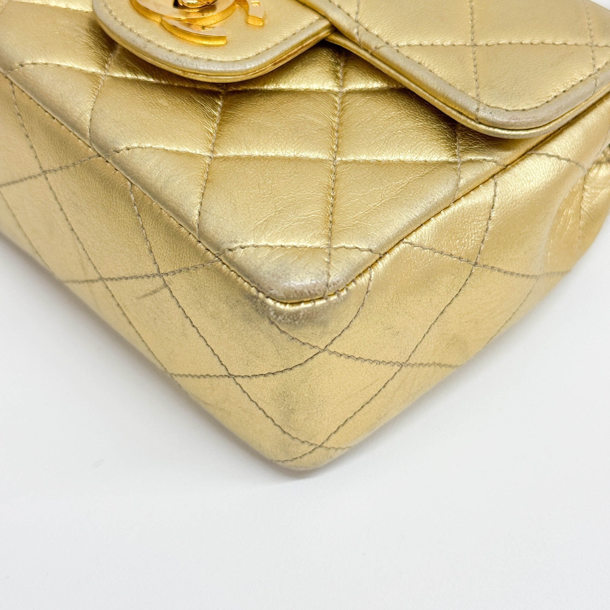 Set Of 2 Coco Handle Matelasse Gold Leather Hand Bags