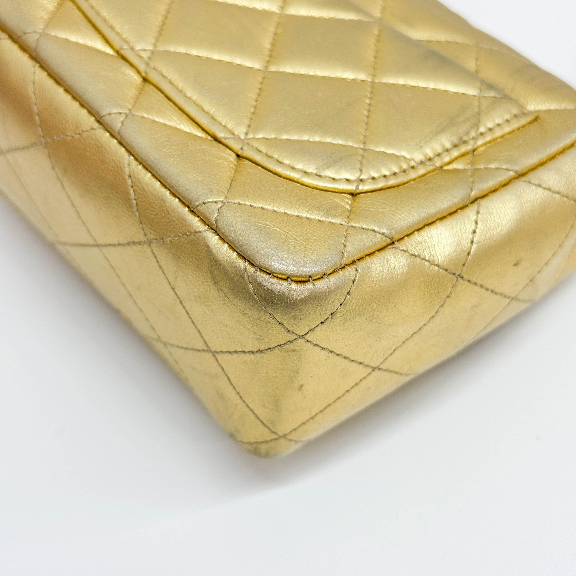 Set Of 2 Coco Handle Matelasse Gold Leather Hand Bags