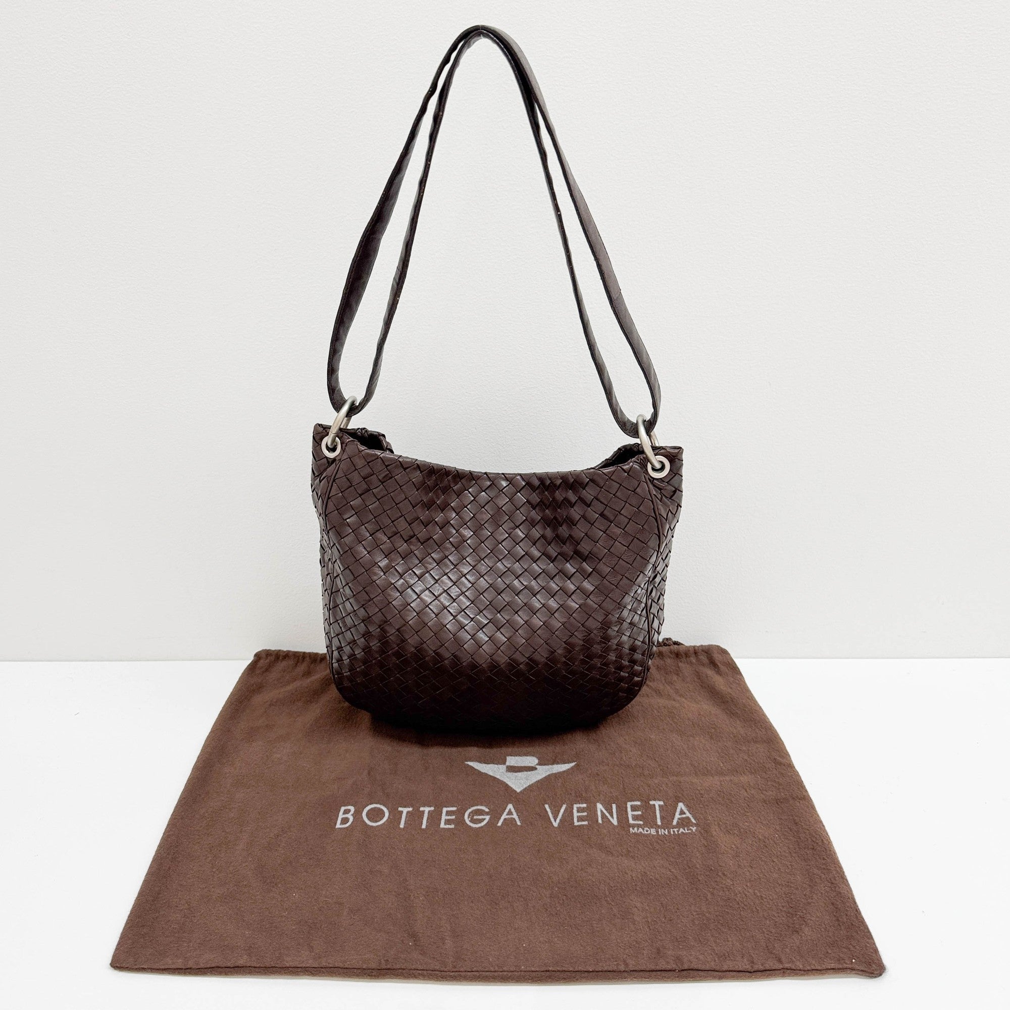 Intrecciato Brown Leather Hobo Bag