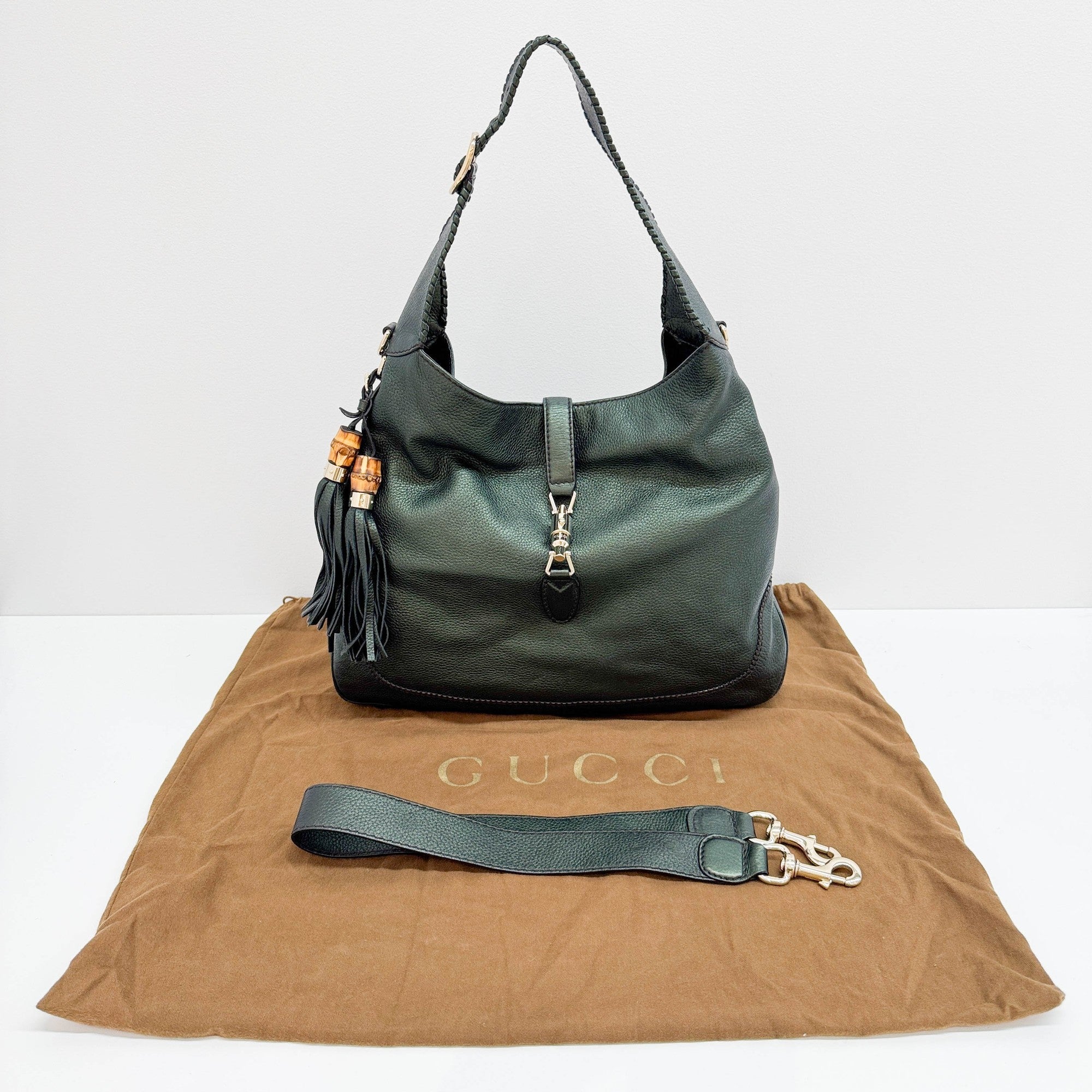 New Jackie Black Leather Shoulder Bag