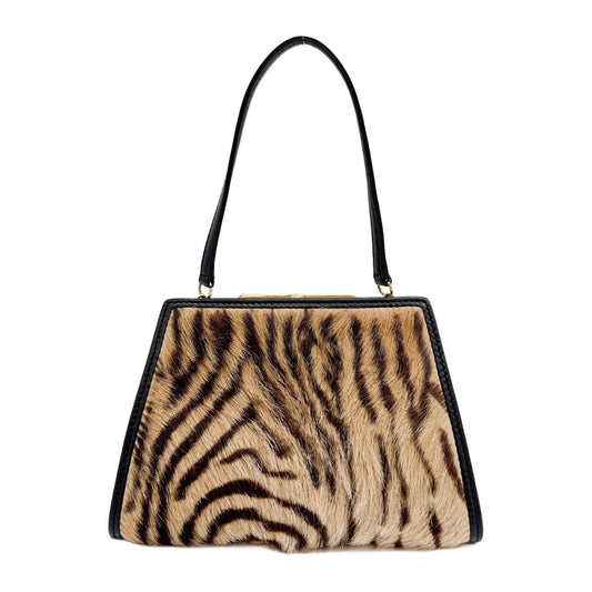 Brown Tiger Print Fur Hand Bag