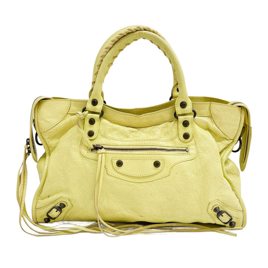 The City Chartreuse Leather Two Way Bag