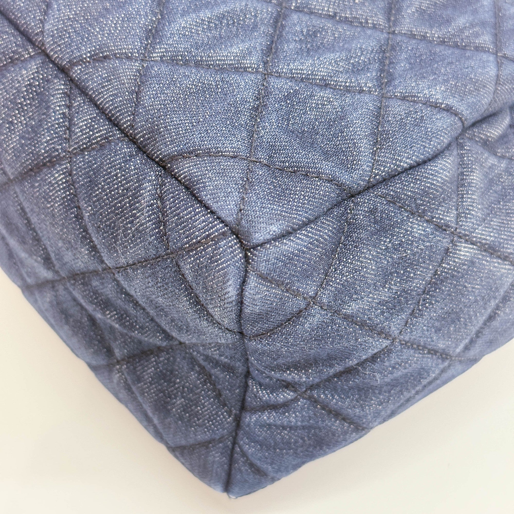 Drawstring Blue Denim Gold Strap Shoulder Bag