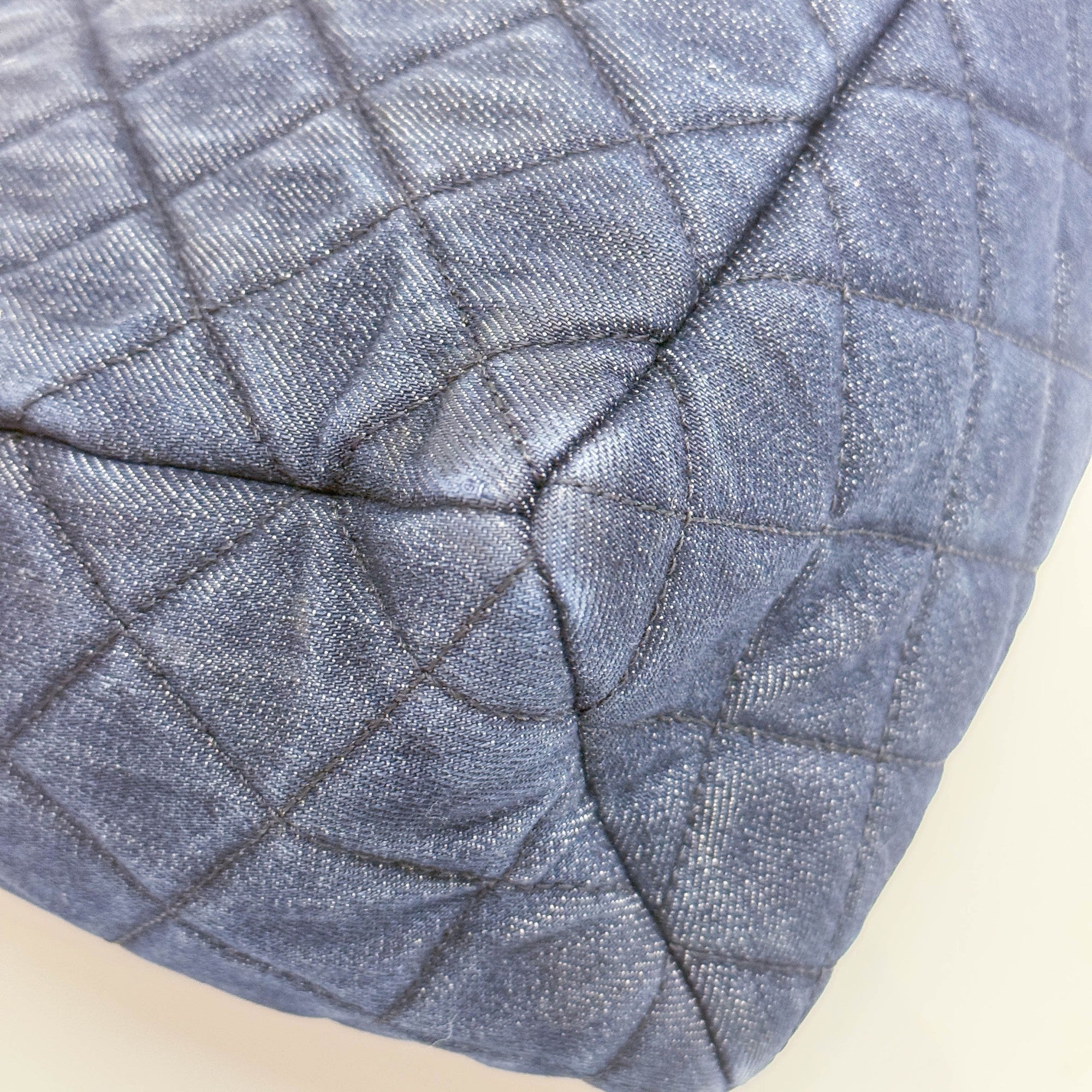 Drawstring Blue Denim Gold Strap Shoulder Bag