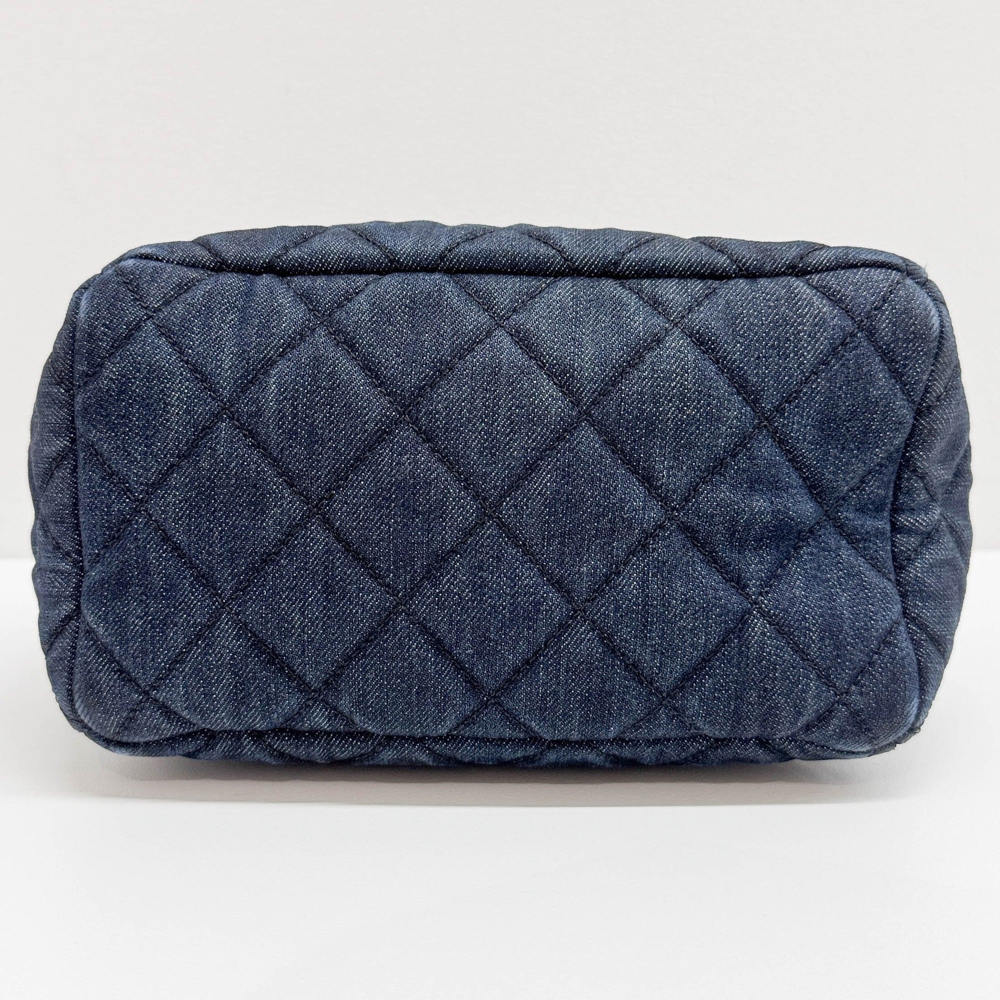 Drawstring Blue Denim Gold Strap Shoulder Bag