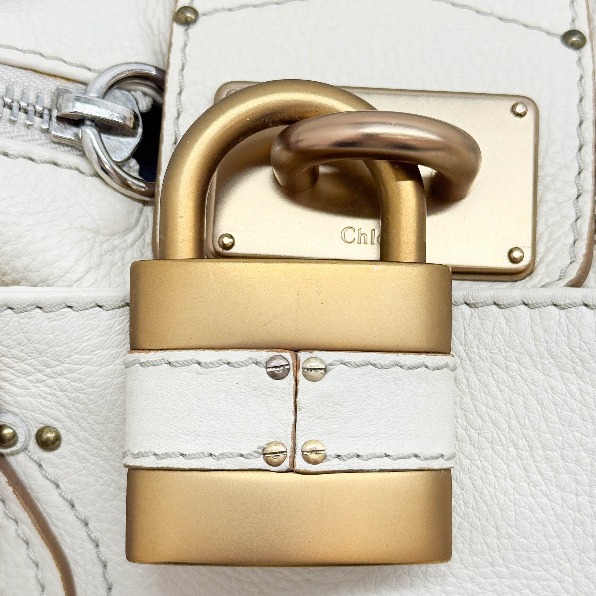 Paddington Ivory Leather Shoulder Bag