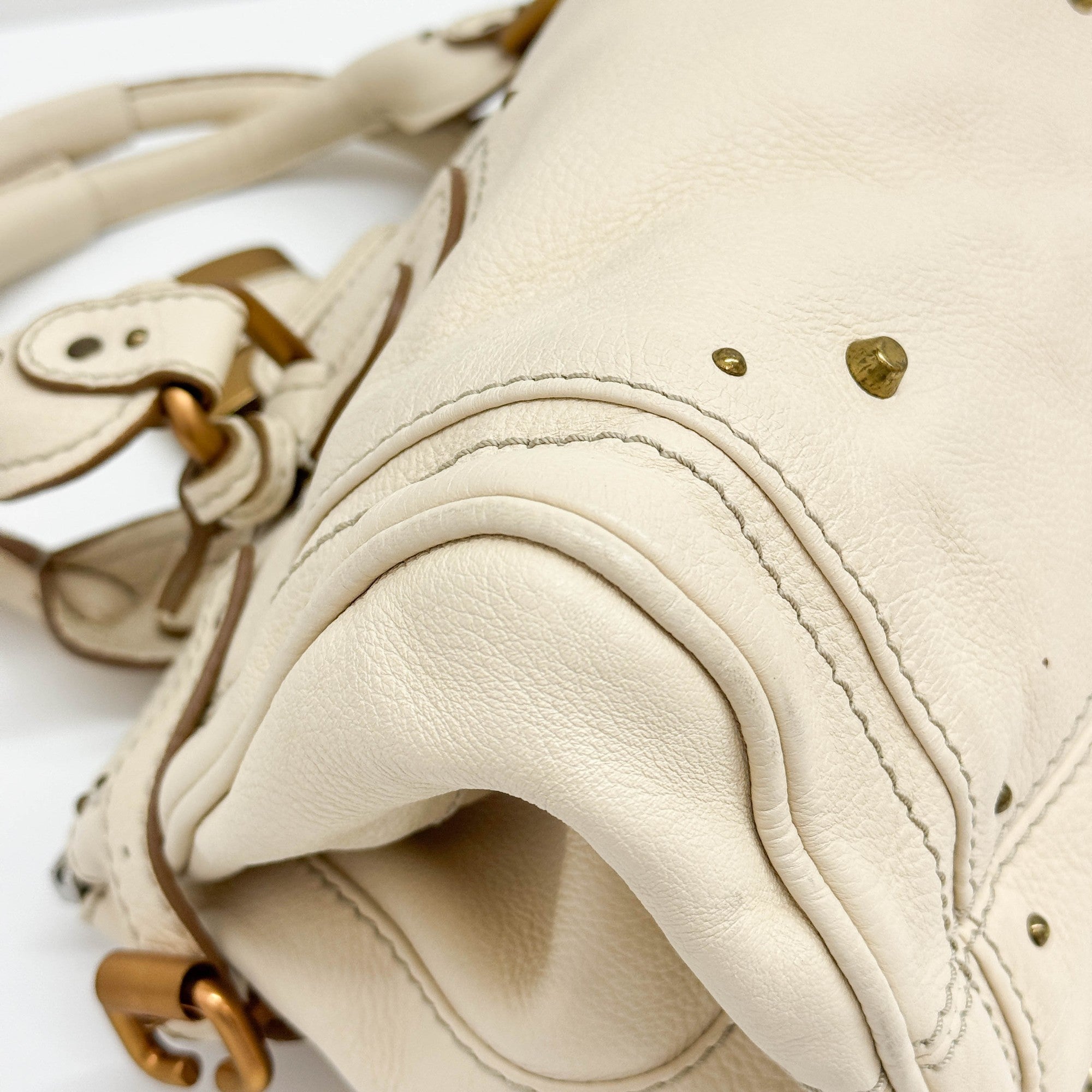Paddington Ivory Leather Shoulder Bag