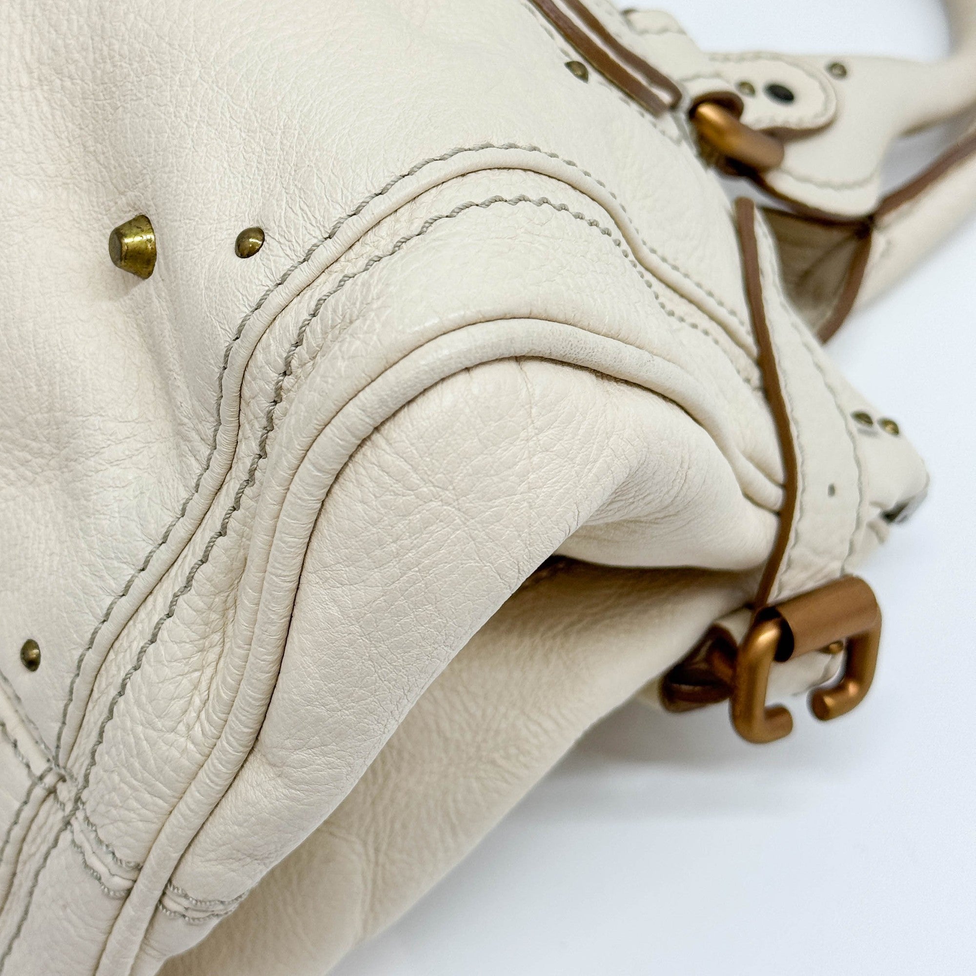 Paddington Ivory Leather Shoulder Bag