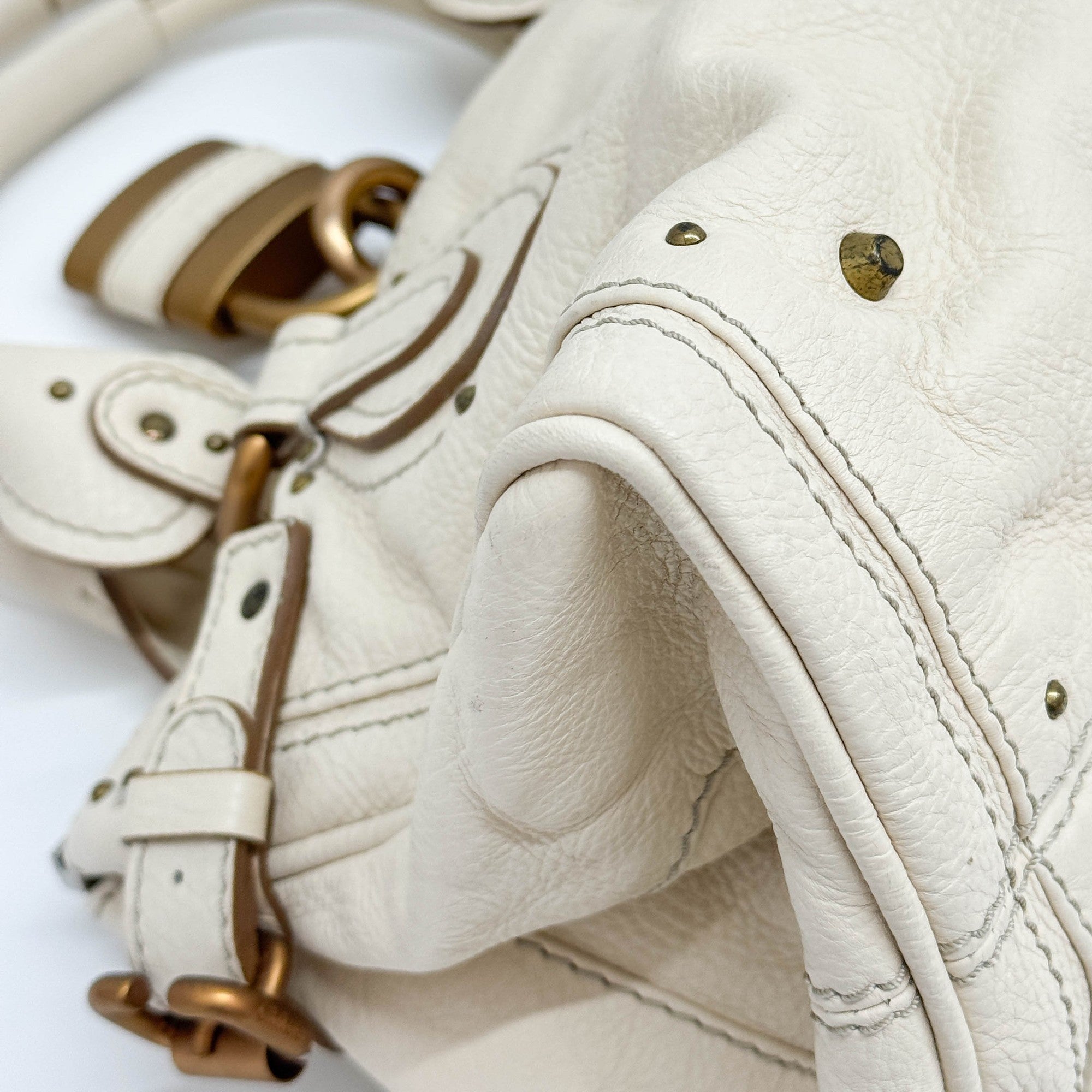 Paddington Ivory Leather Shoulder Bag