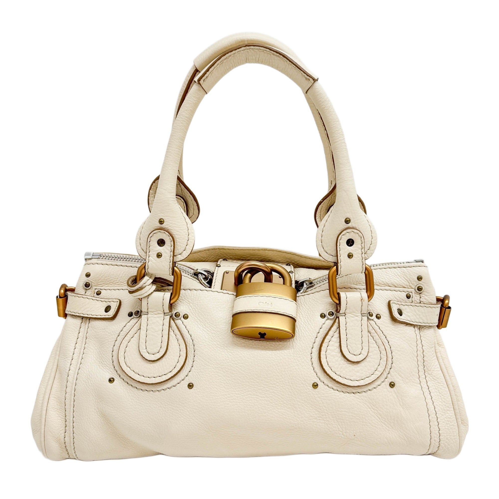 Paddington Ivory Leather Shoulder Bag