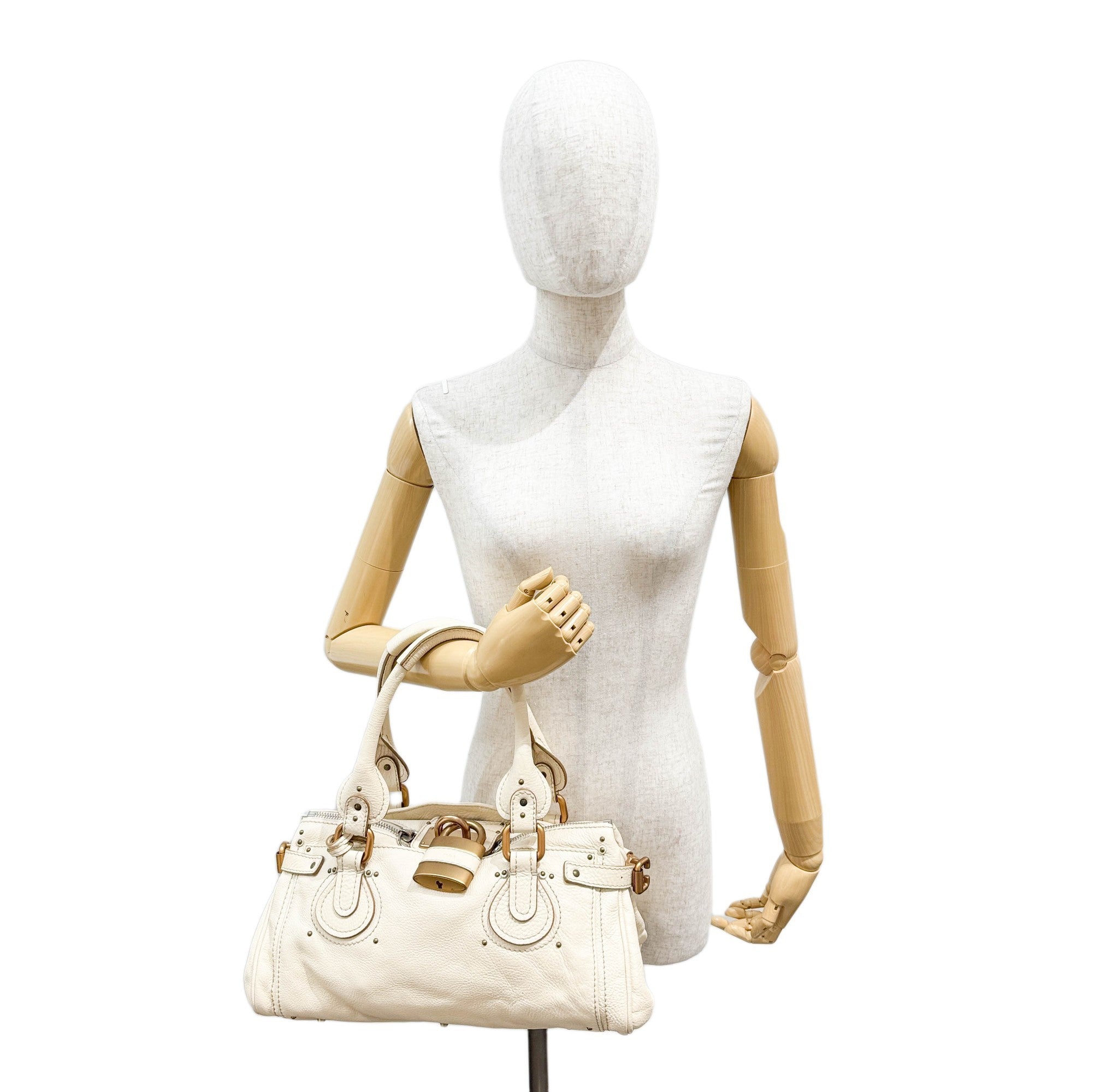 Paddington Ivory Leather Shoulder Bag