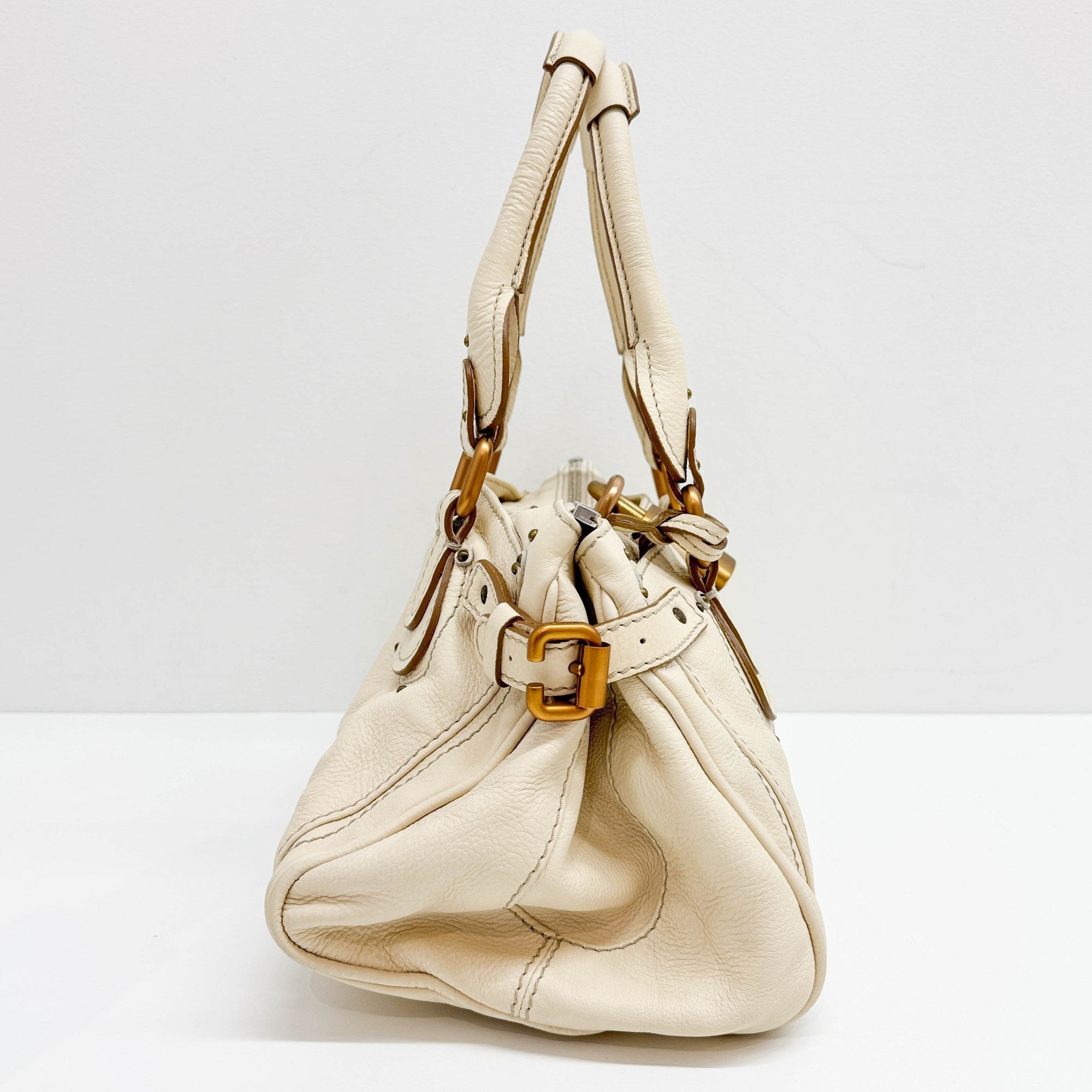 Paddington Ivory Leather Shoulder Bag