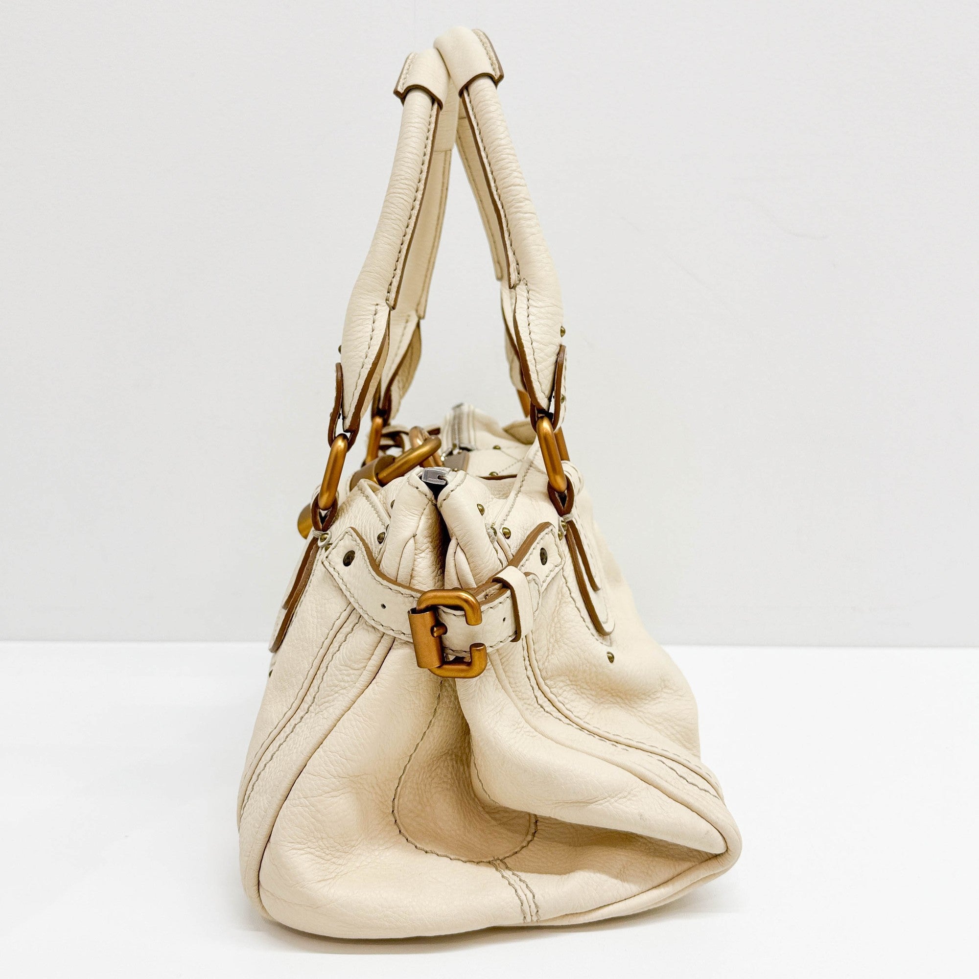 Paddington Ivory Leather Shoulder Bag