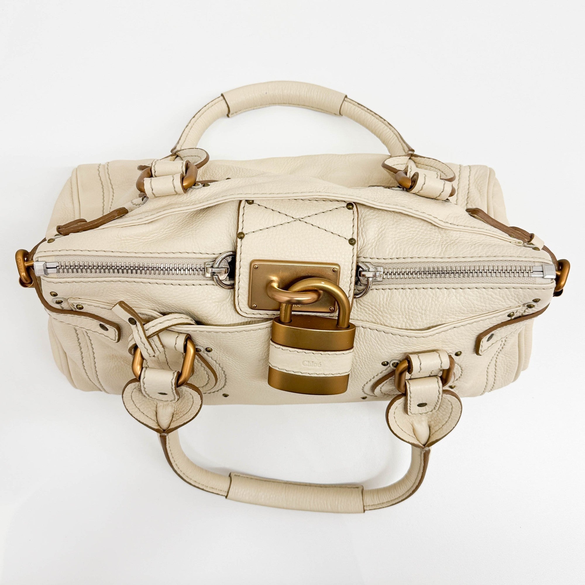 Paddington Ivory Leather Shoulder Bag
