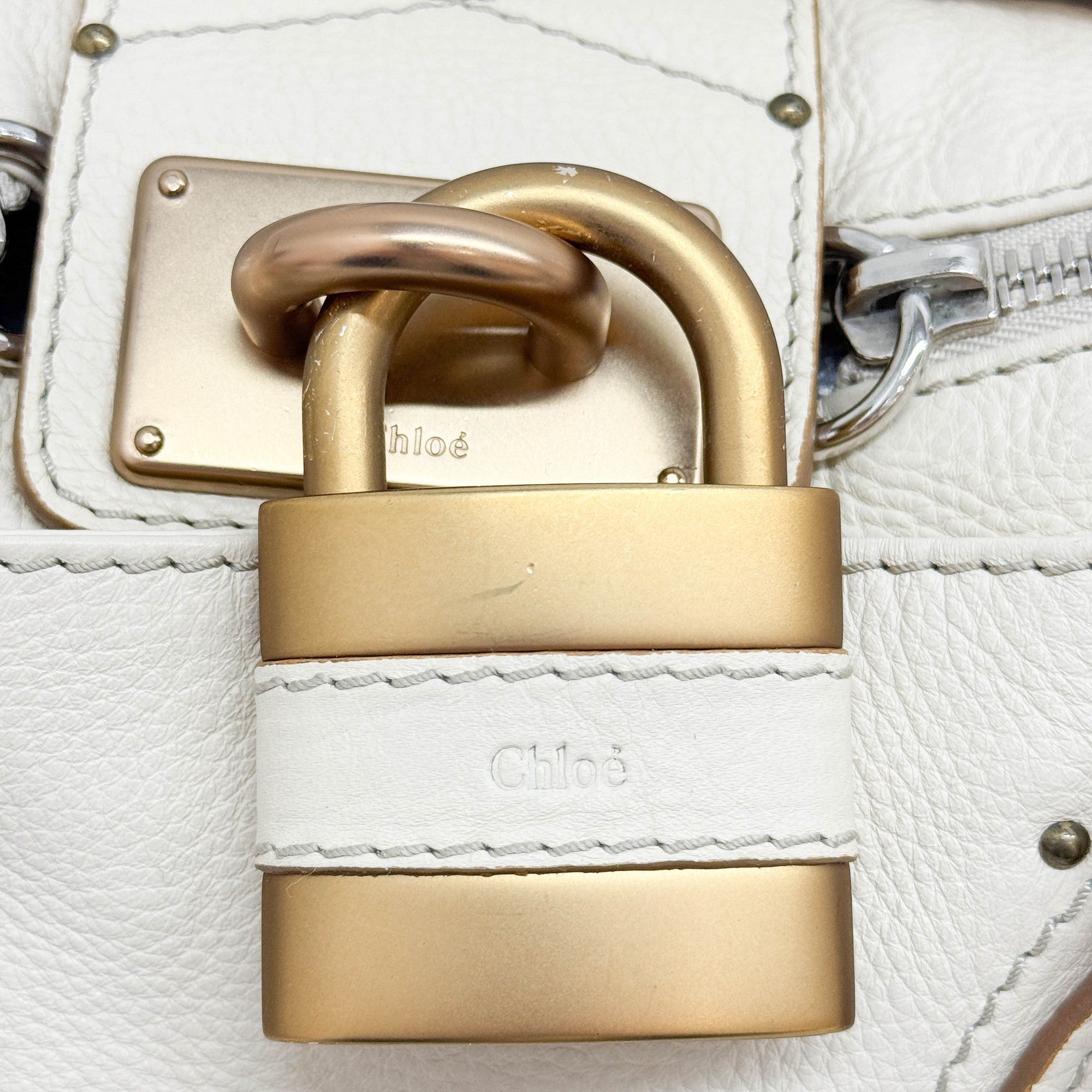 Paddington Ivory Leather Shoulder Bag