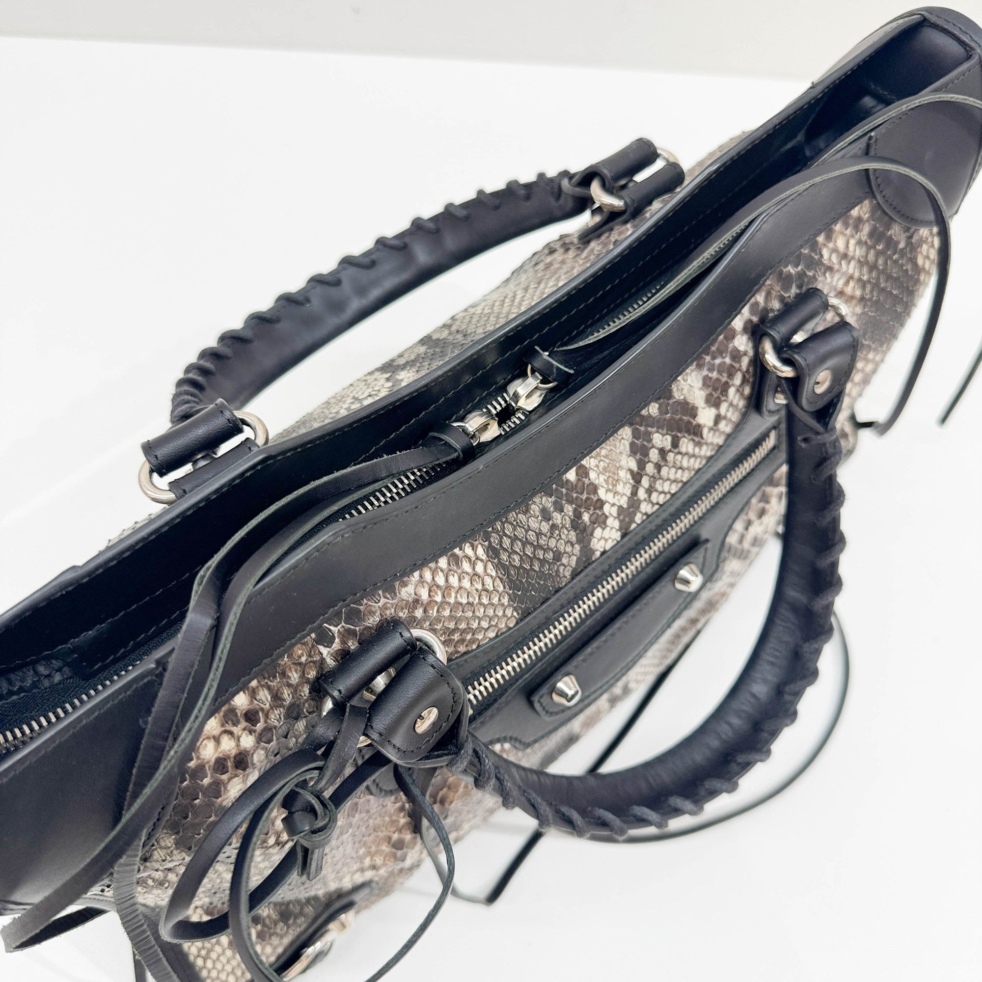 The City Multicolor Python Embossed Leather Two Way Bag