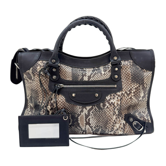 The City Multicolor Python Embossed Leather Two Way Bag