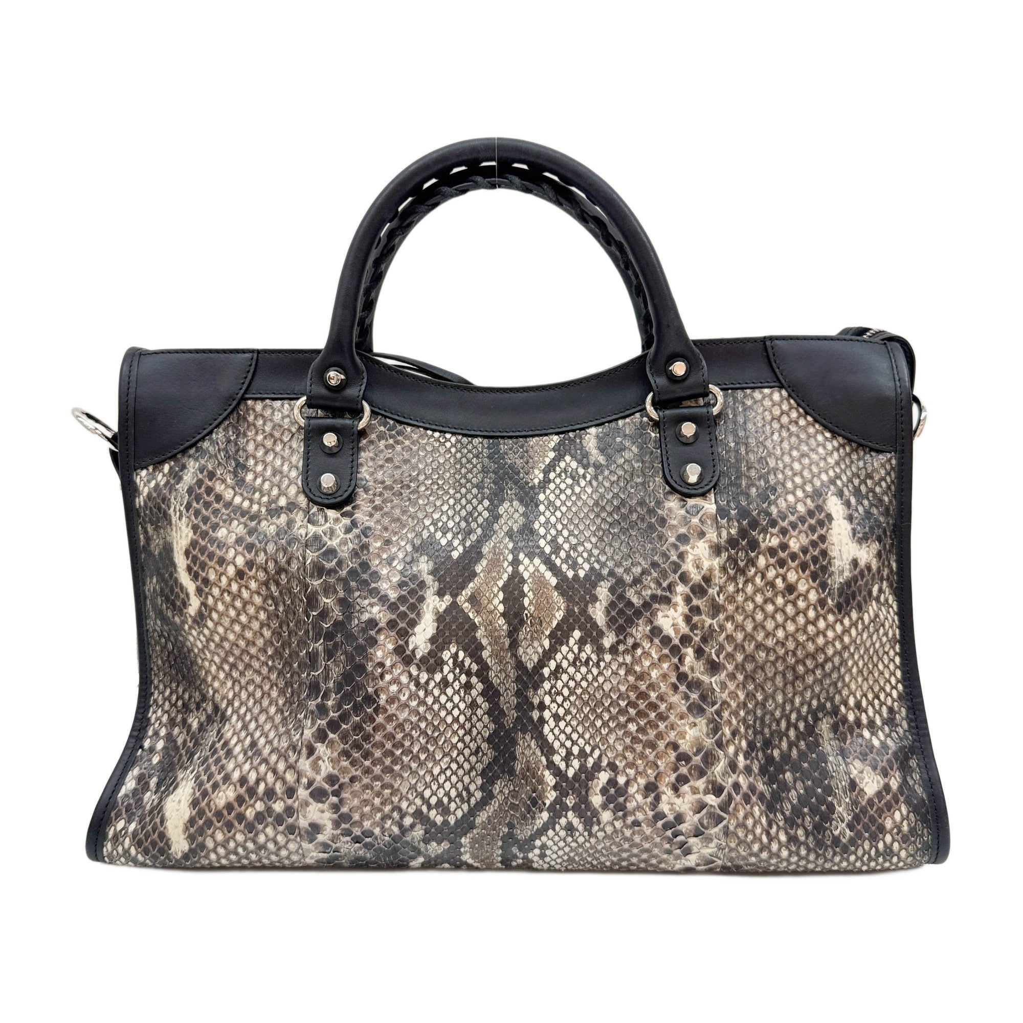 The City Multicolor Python Embossed Leather Two Way Bag