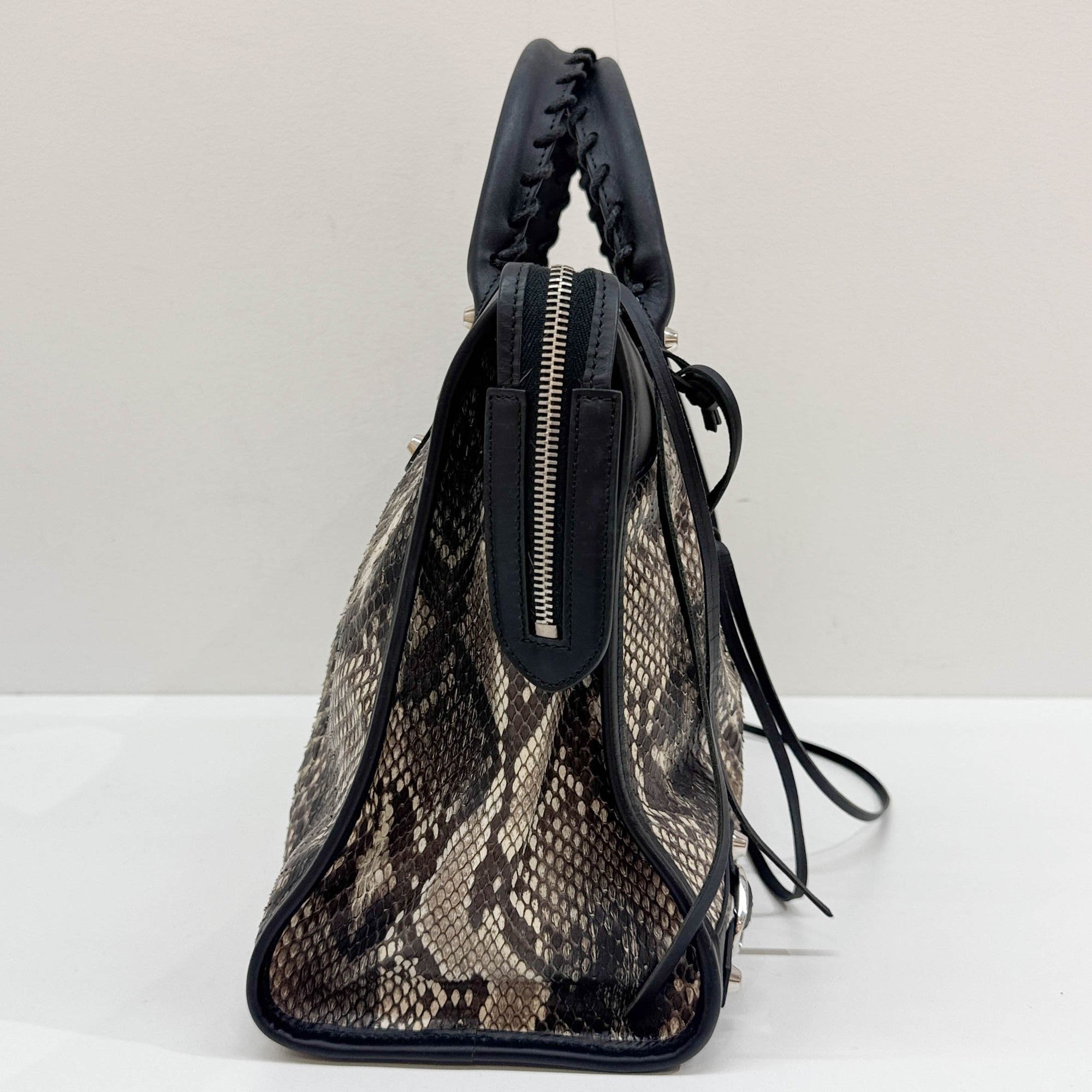 The City Multicolor Python Embossed Leather Two Way Bag