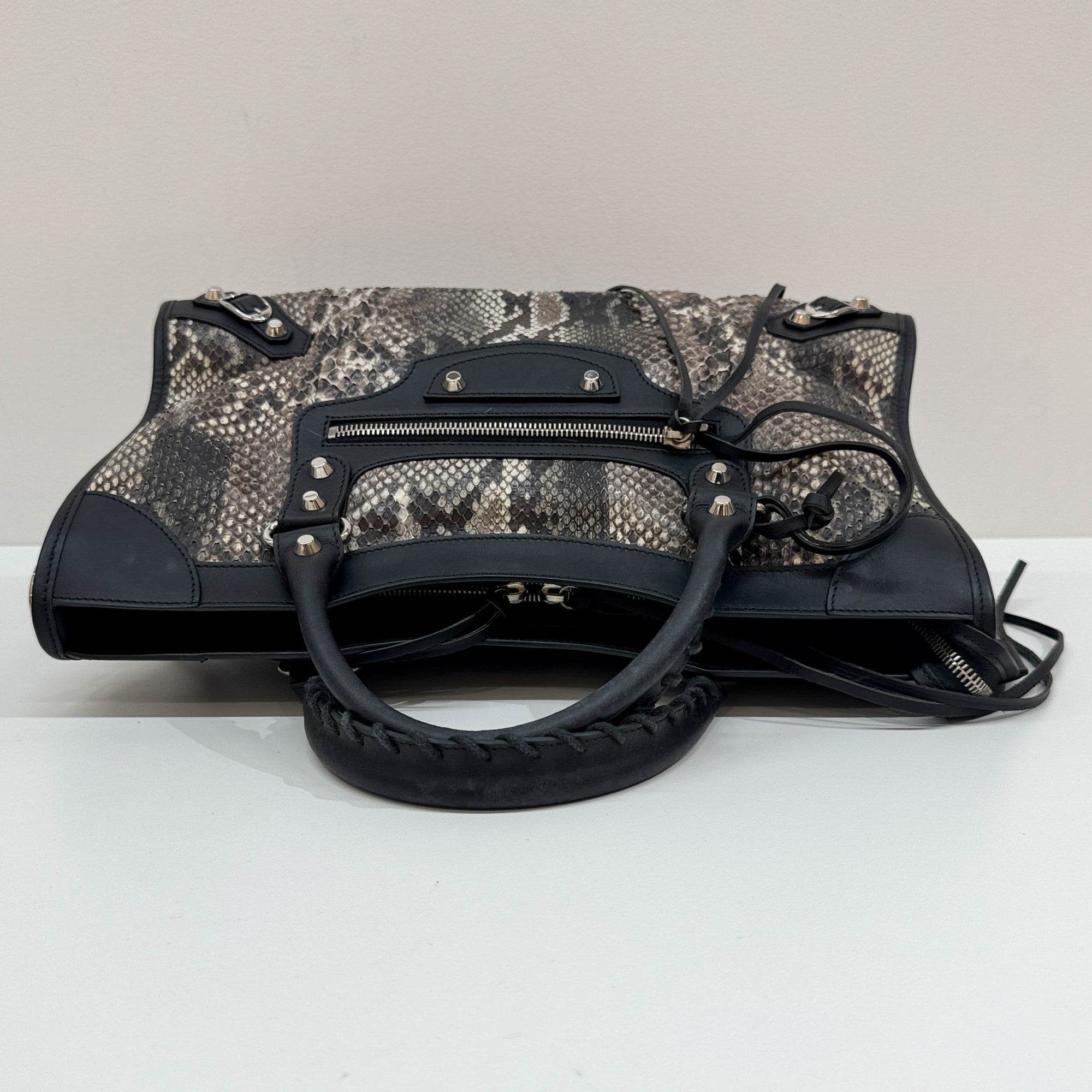 The City Multicolor Python Embossed Leather Two Way Bag