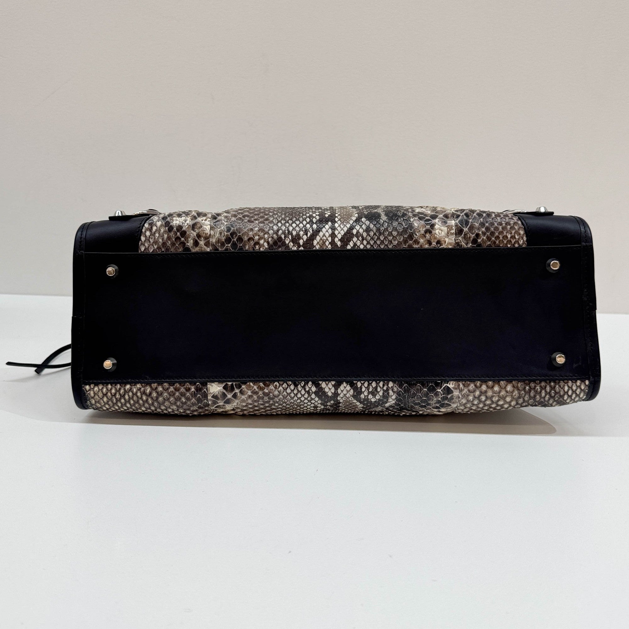 The City Multicolor Python Embossed Leather Two Way Bag