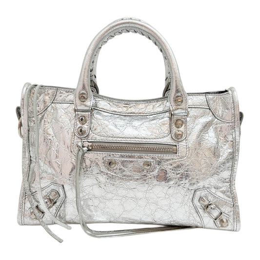 Mini City Silver Leather Bag