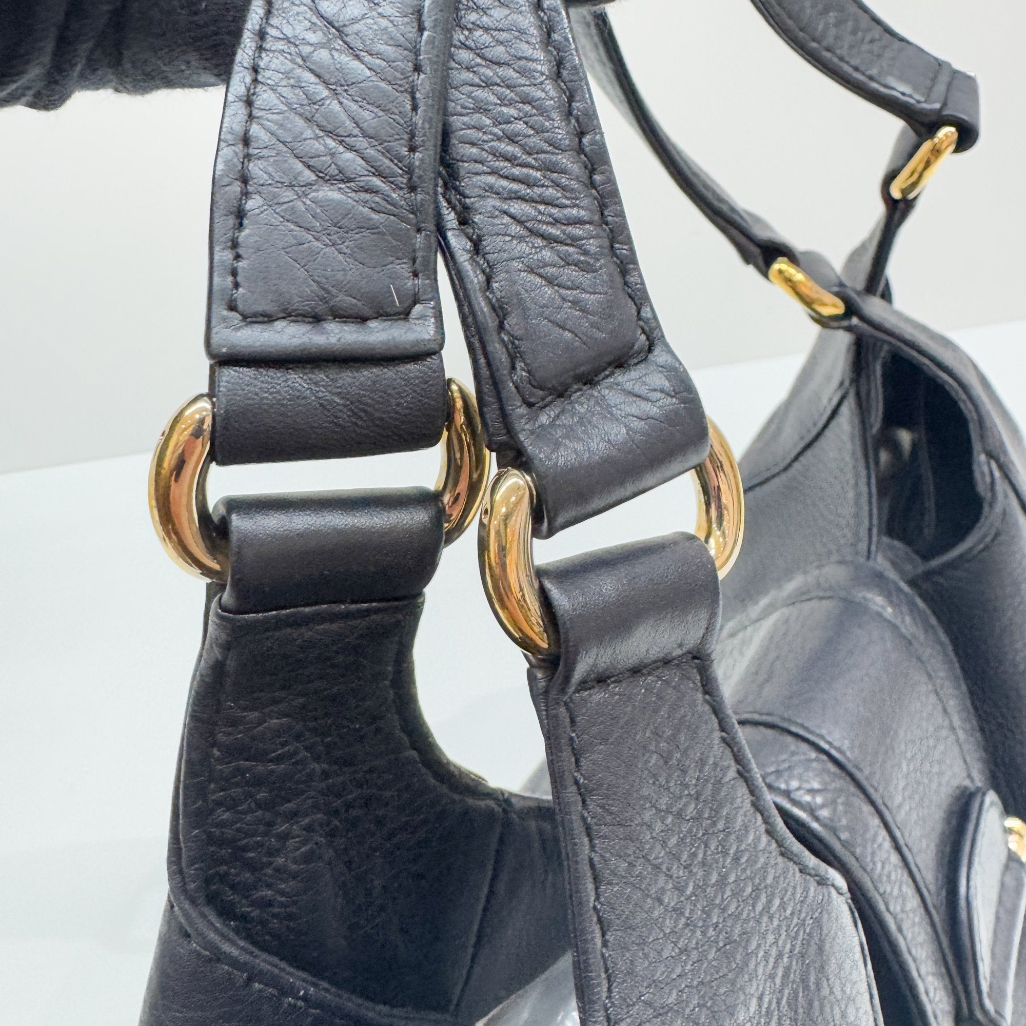 Abbey Black Leather Shoulder Bag