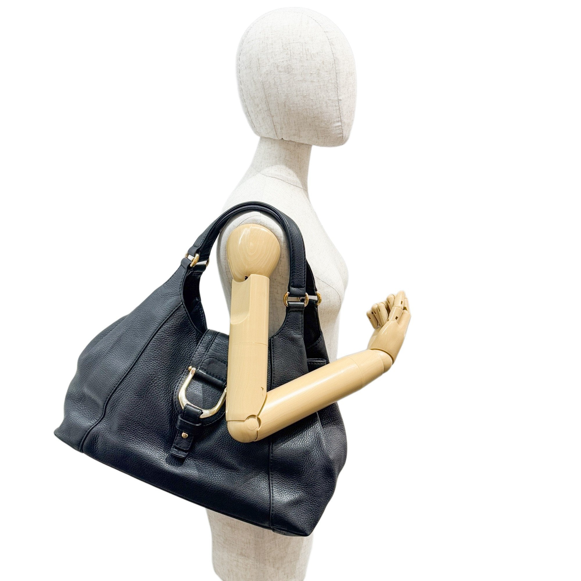Abbey Black Leather Shoulder Bag