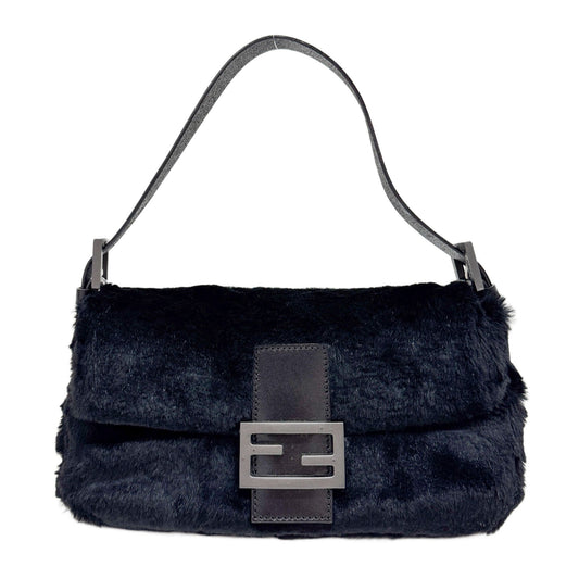 Baguette Black Fur Shoulder Bag