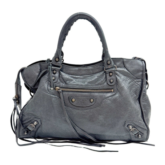 The Giant City Black Leather Hand Bag