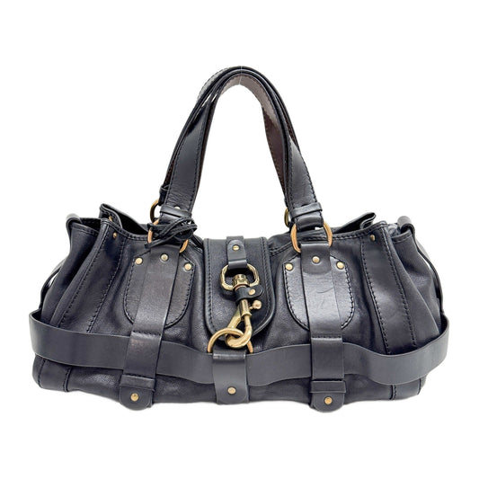 Kerala Black Leather Shoulder Bag