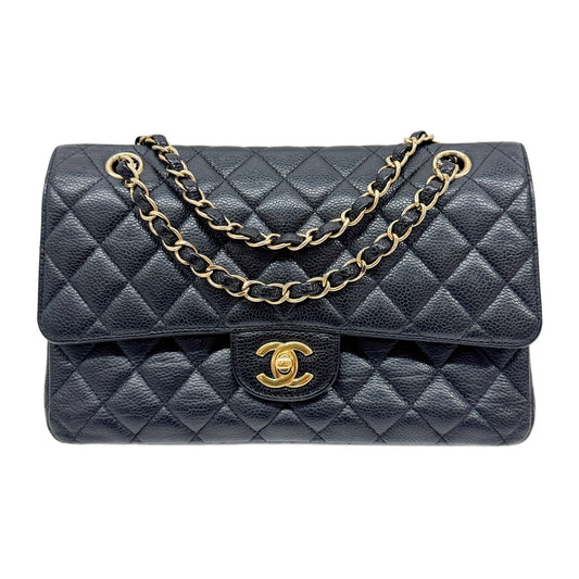 Classic Double Flap Black Matelasse Leather Shoulder Bag