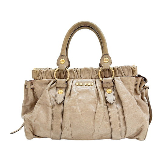 Vittelo Dark Beige Leather Hand Bag