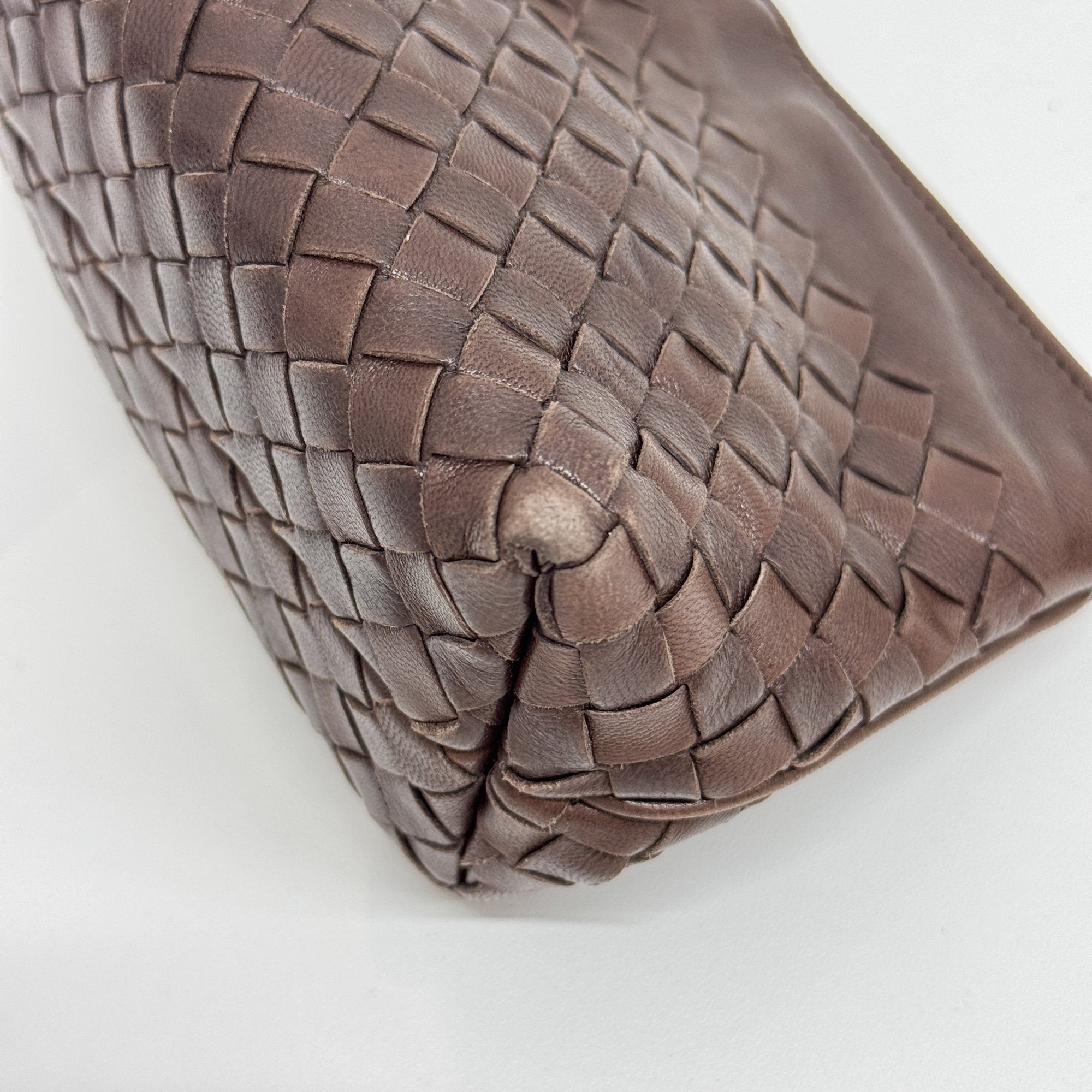 Intrecciato Brown Leather Shoulder Bag
