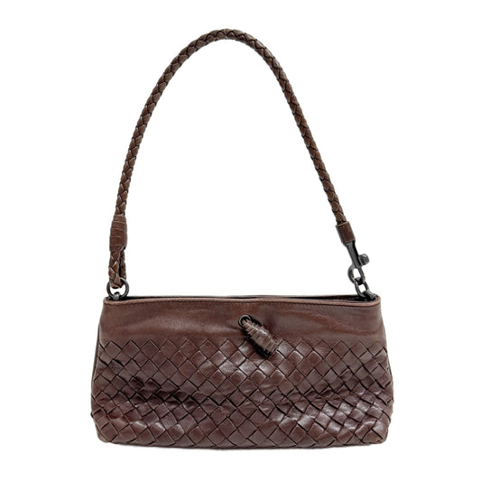 Intrecciato Brown Leather Shoulder Bag