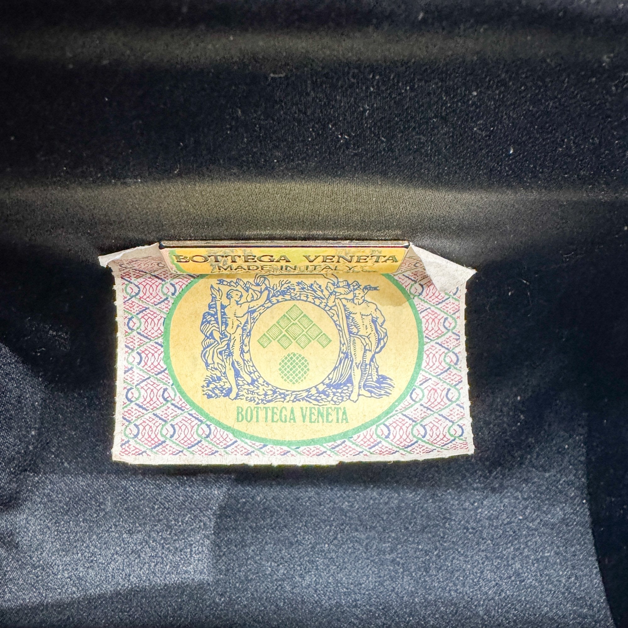 Intrecciato Black Satin Cylindrical Hand Bag