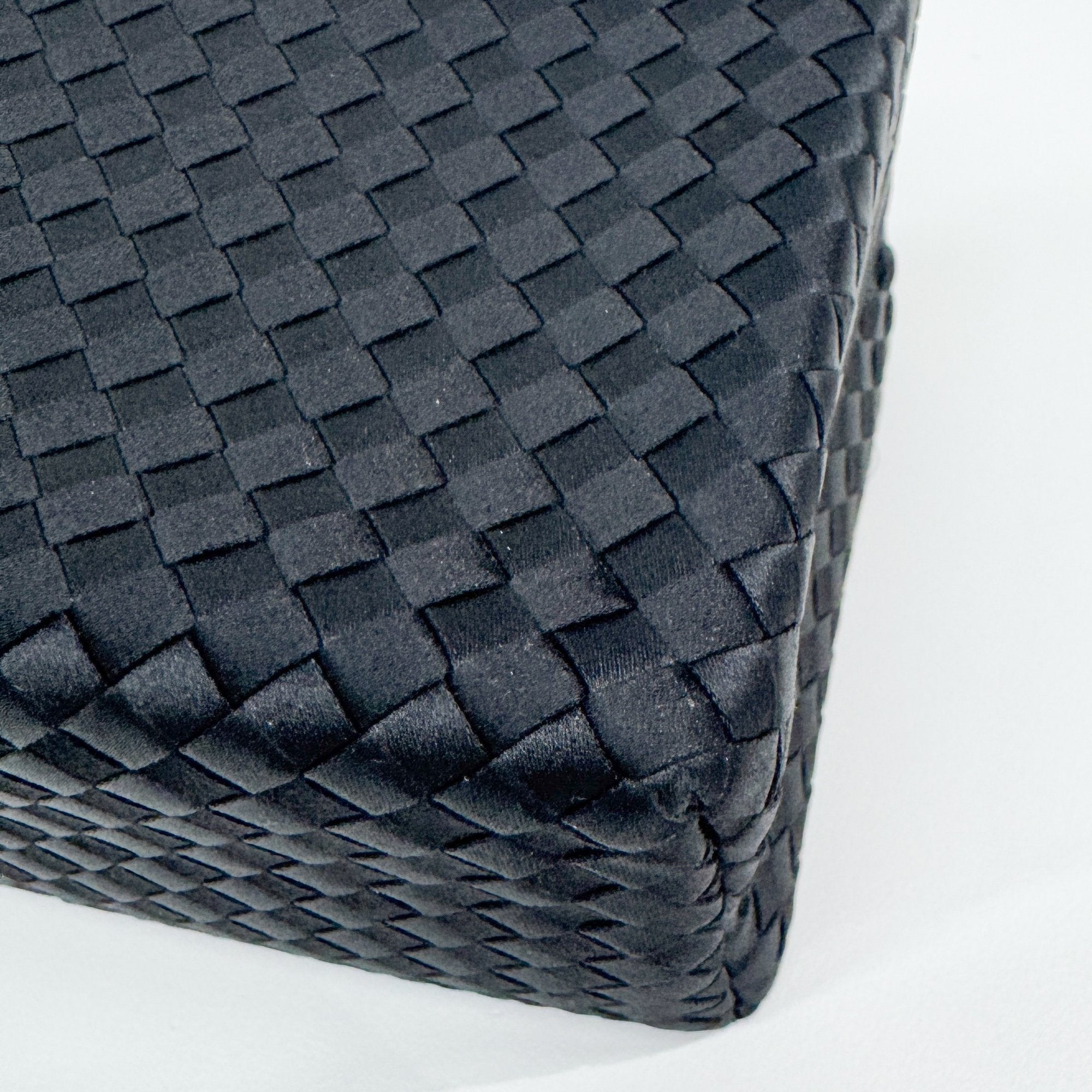 Intrecciato Box Black Satin Hand Bag