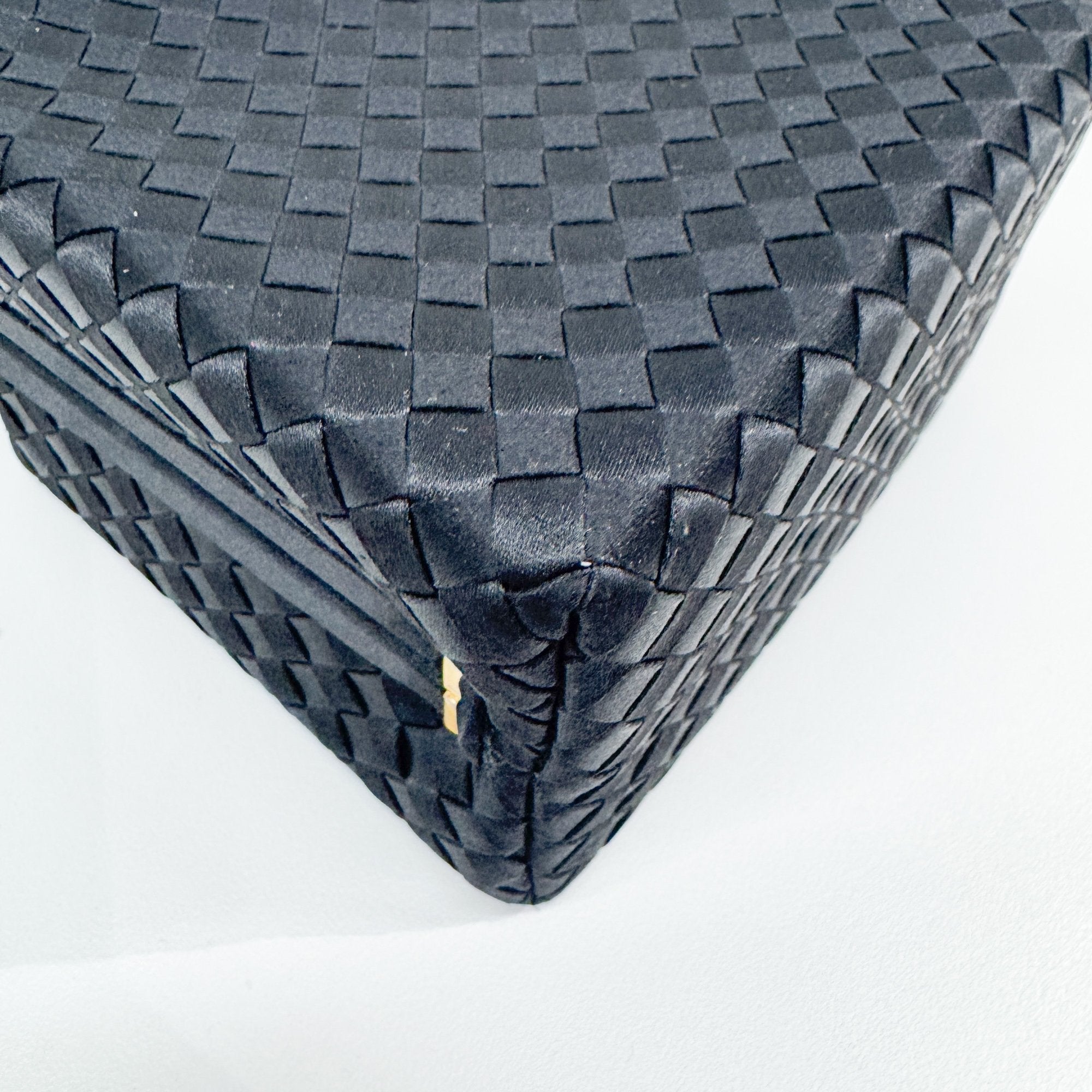 Intrecciato Box Black Satin Hand Bag