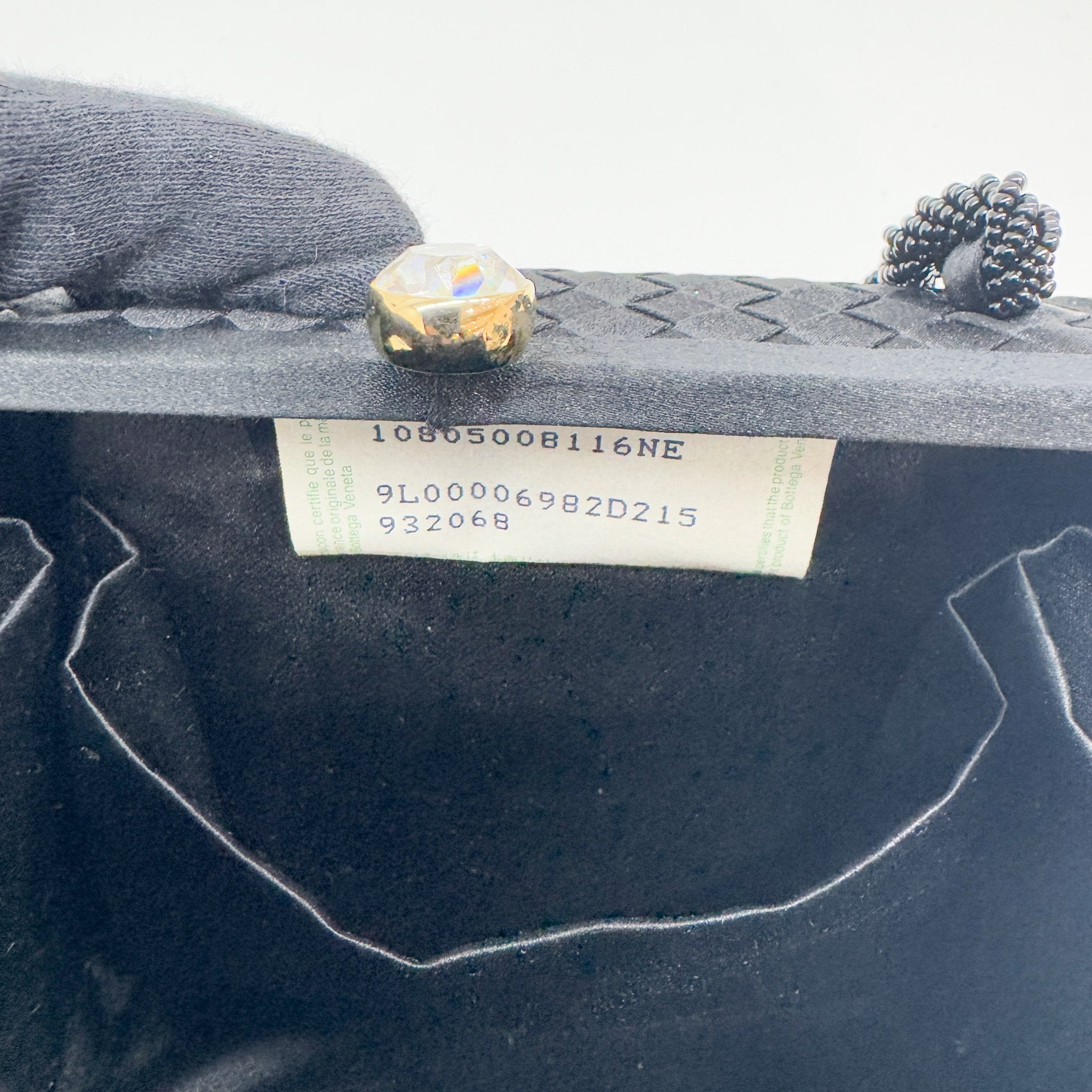 Intrecciato Box Black Satin Hand Bag