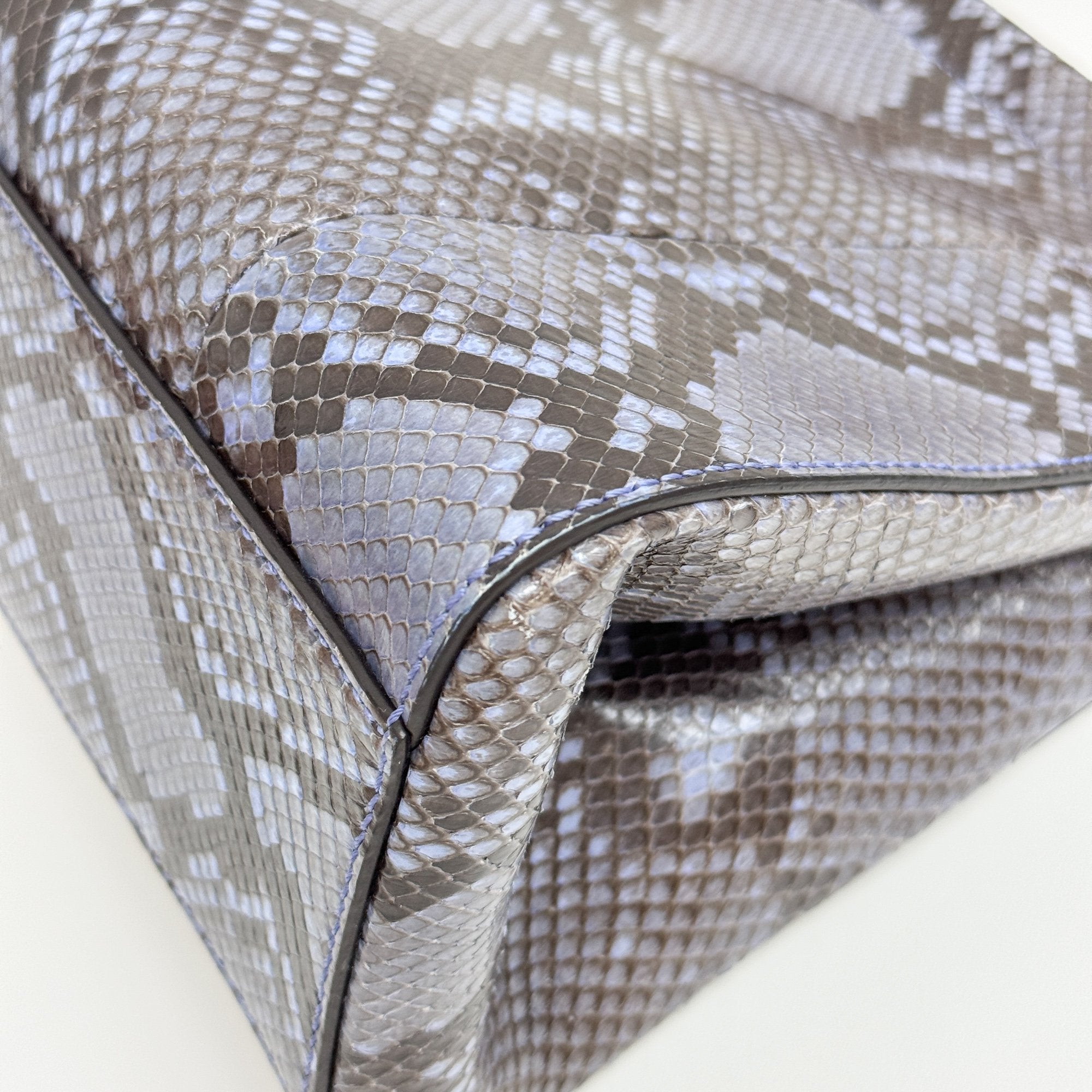 Bamboo Blue Python Embossed Leather Two Way Bag