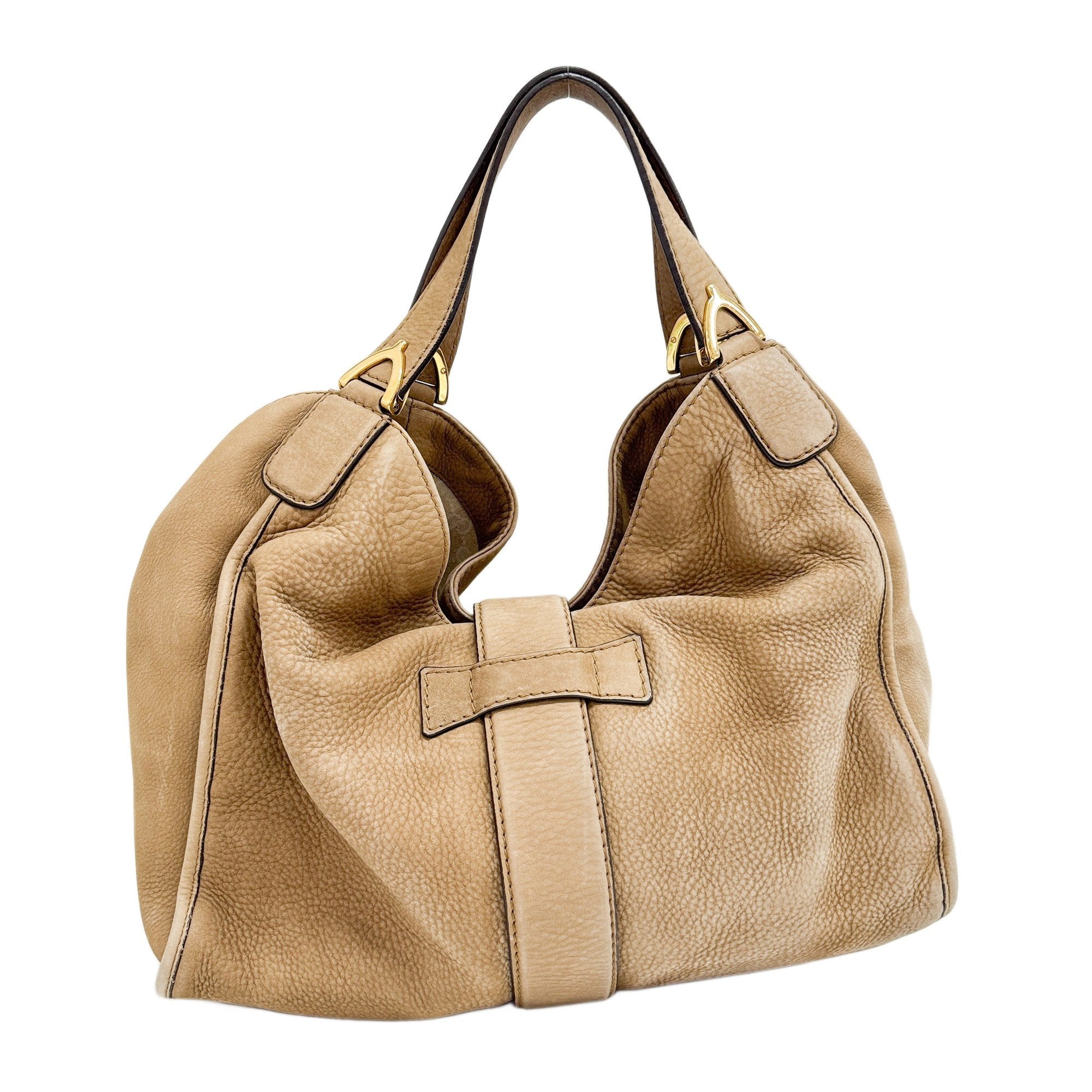Stirrup Brown Nubuck Leather Shoulder Bag