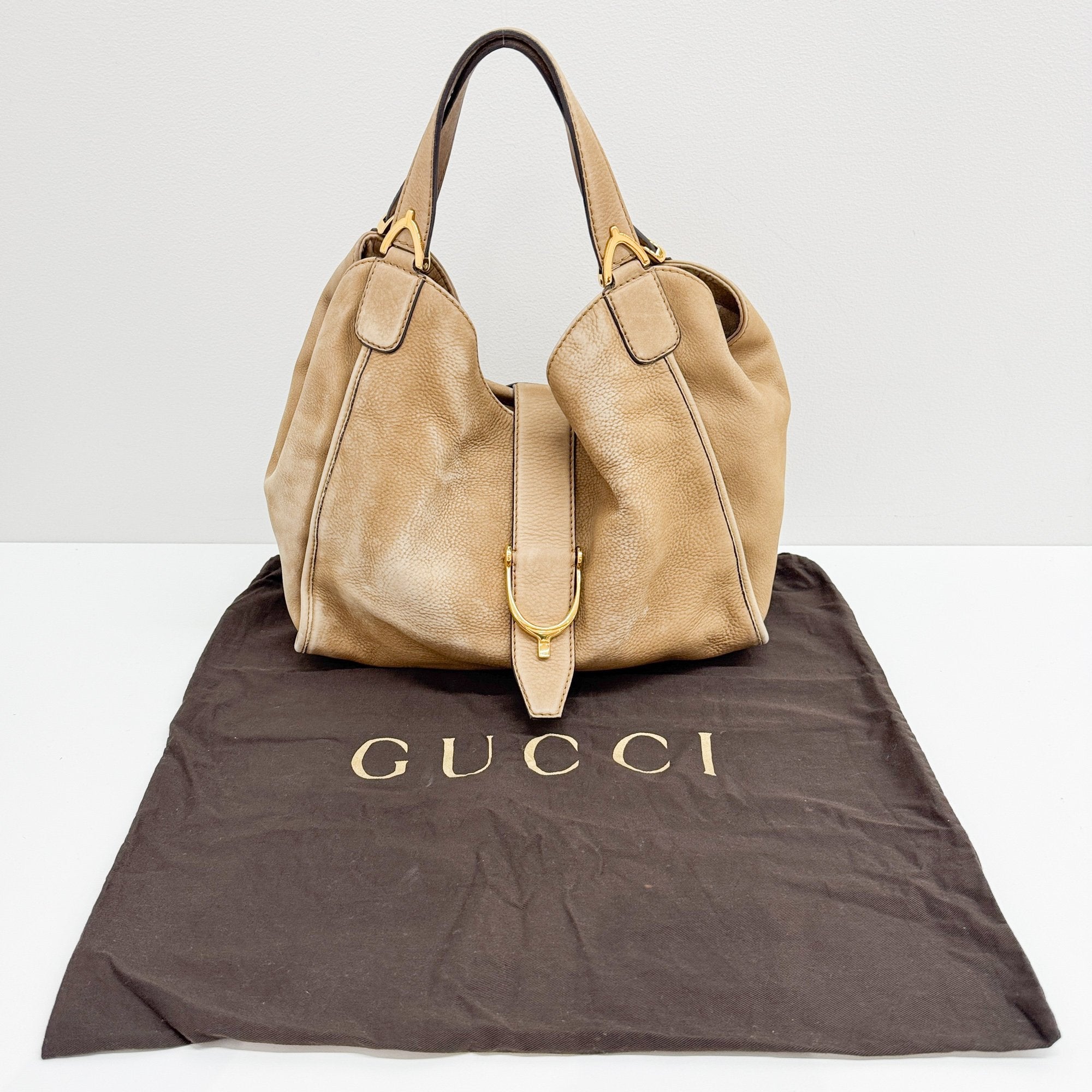 Stirrup Brown Nubuck Leather Shoulder Bag