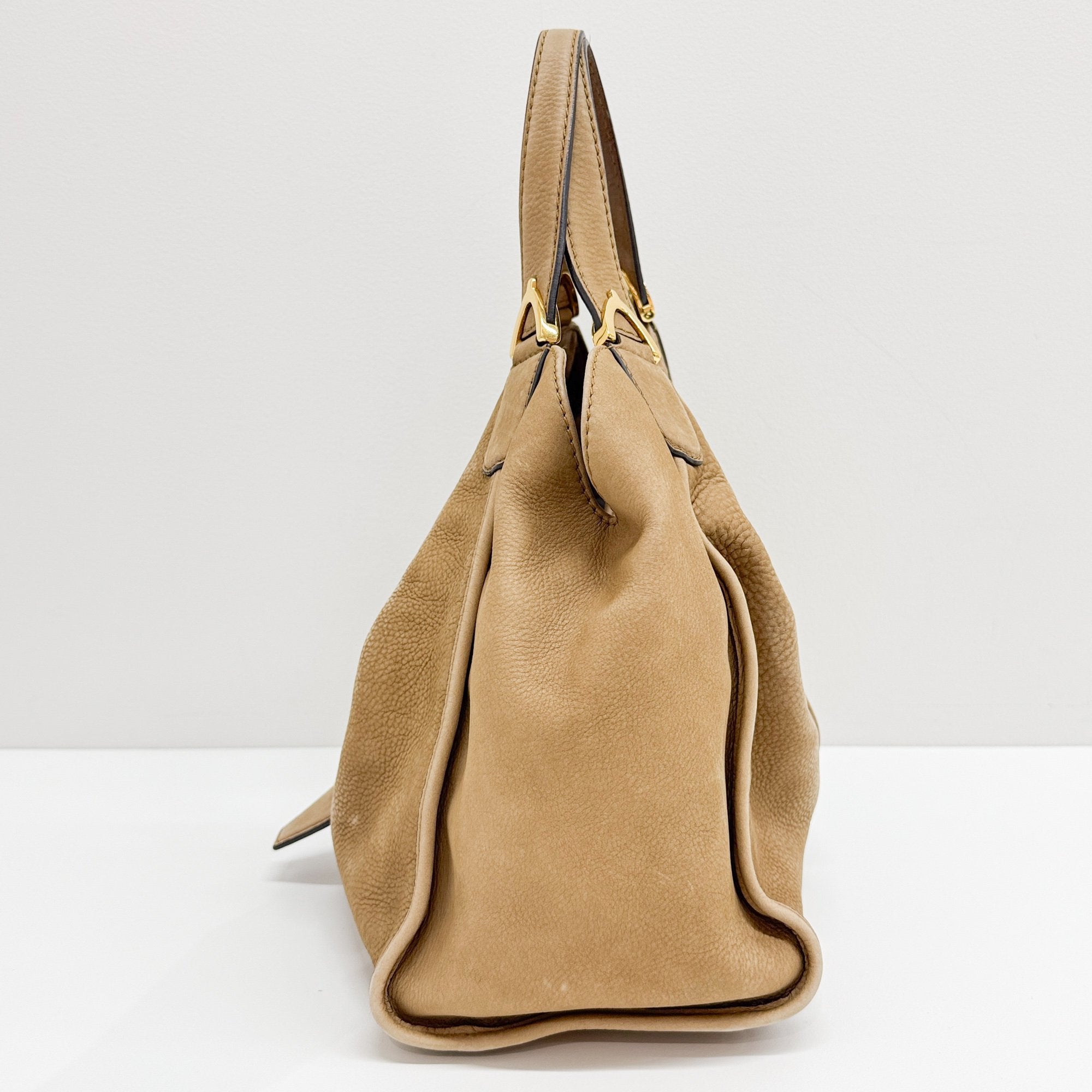 Stirrup Brown Nubuck Leather Shoulder Bag