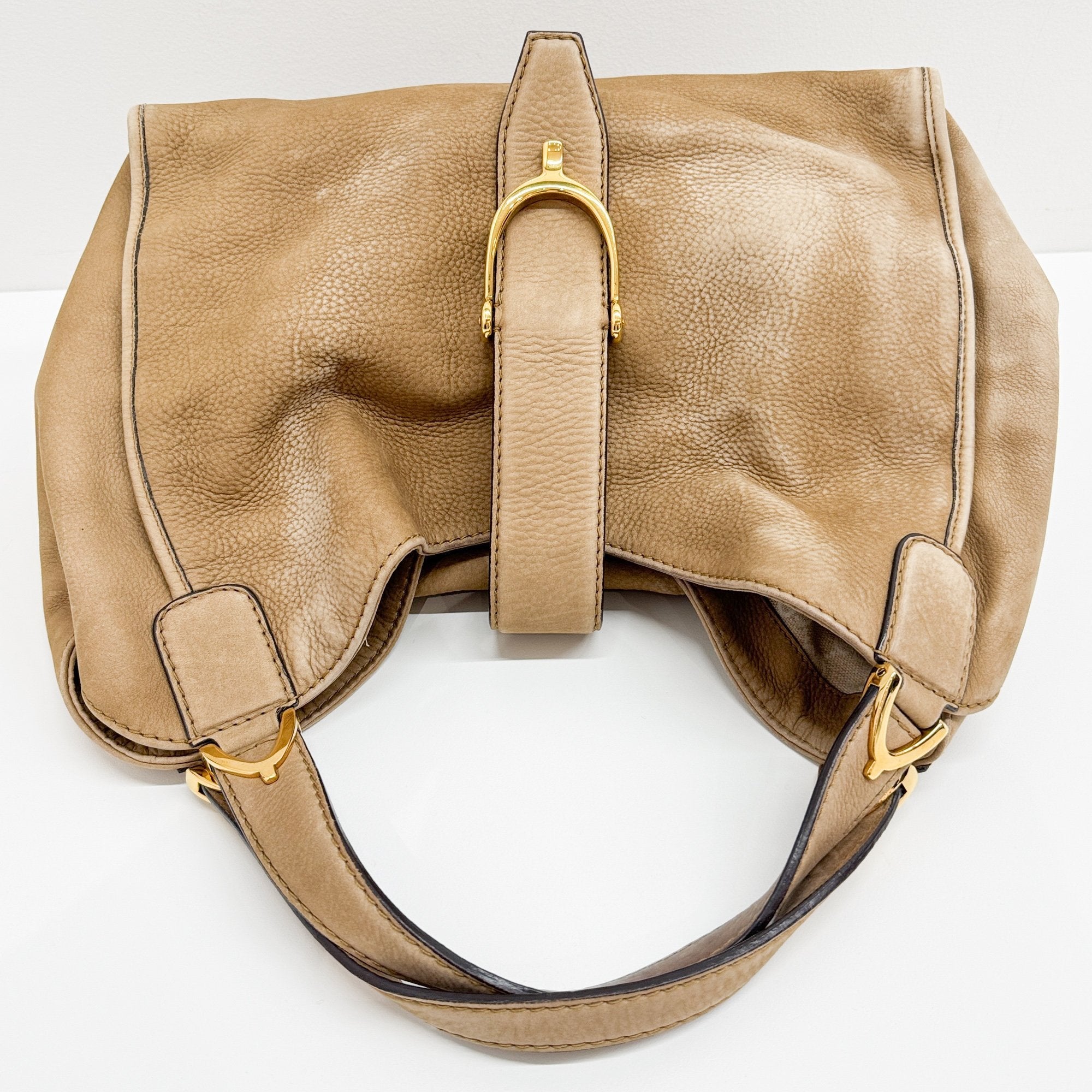 Stirrup Brown Nubuck Leather Shoulder Bag