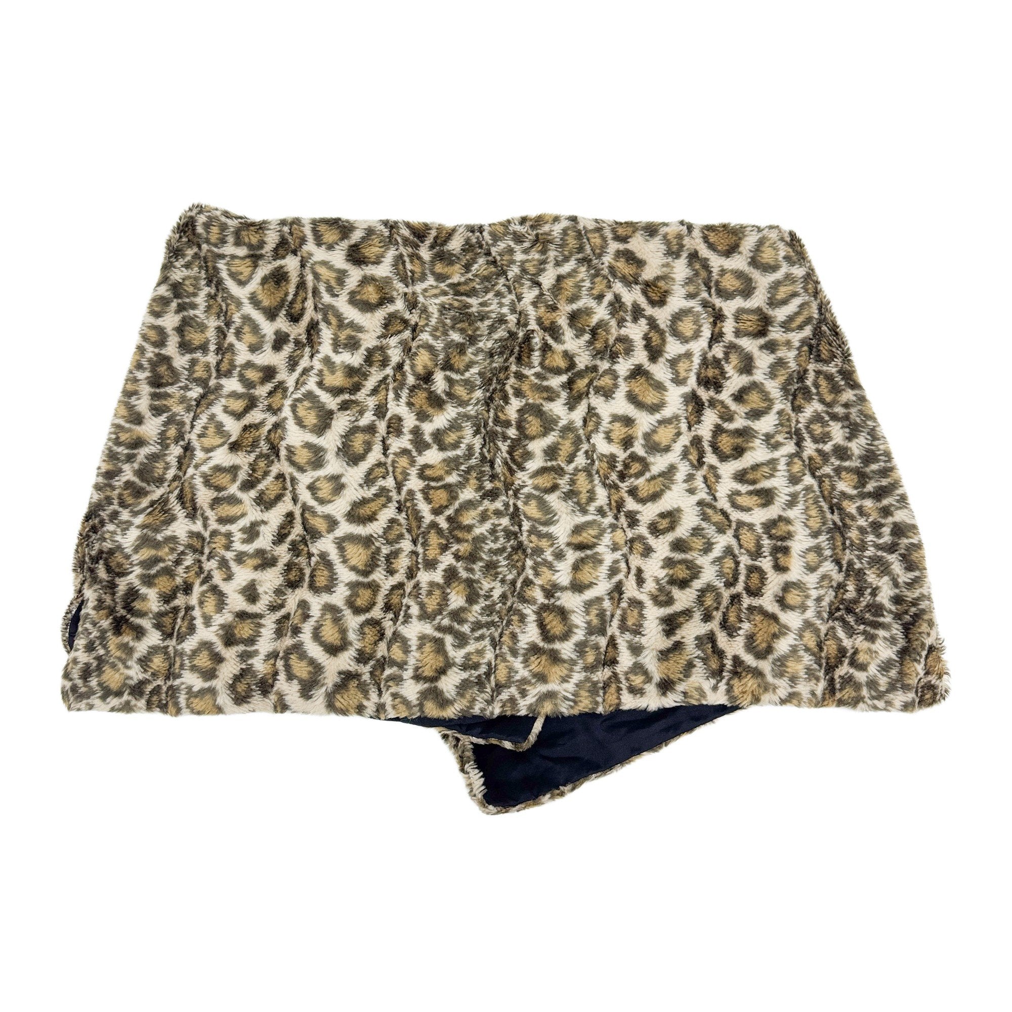 One Size Beige Leopard Print Fur Vest & Shawl