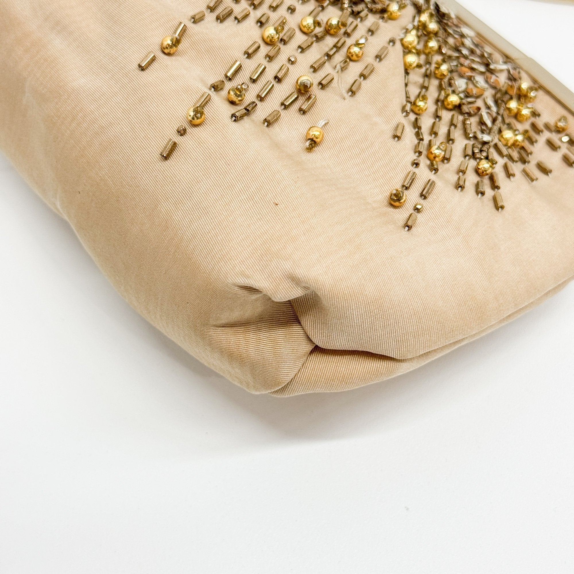 Tan Beaded Shoulder Bag