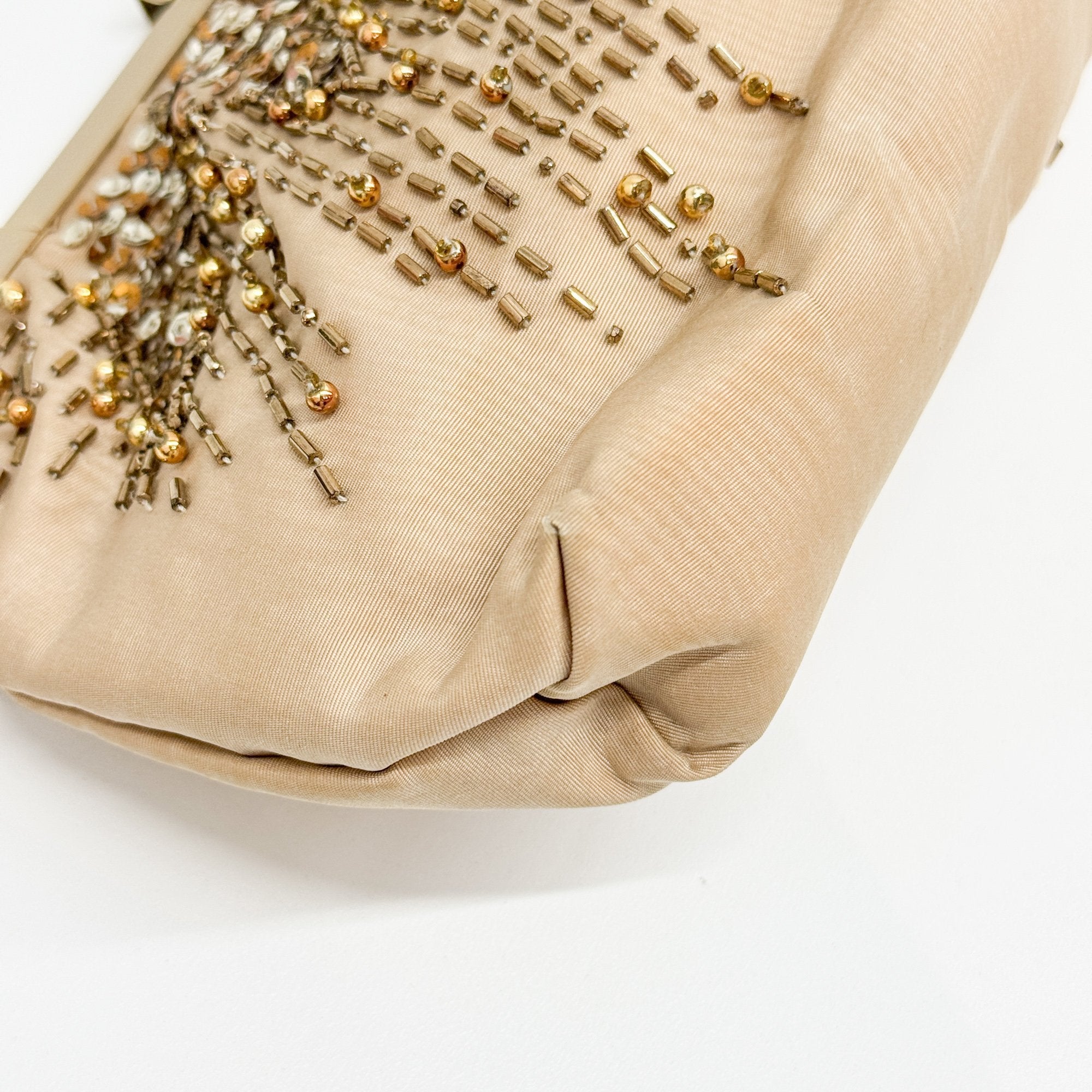 Tan Beaded Shoulder Bag