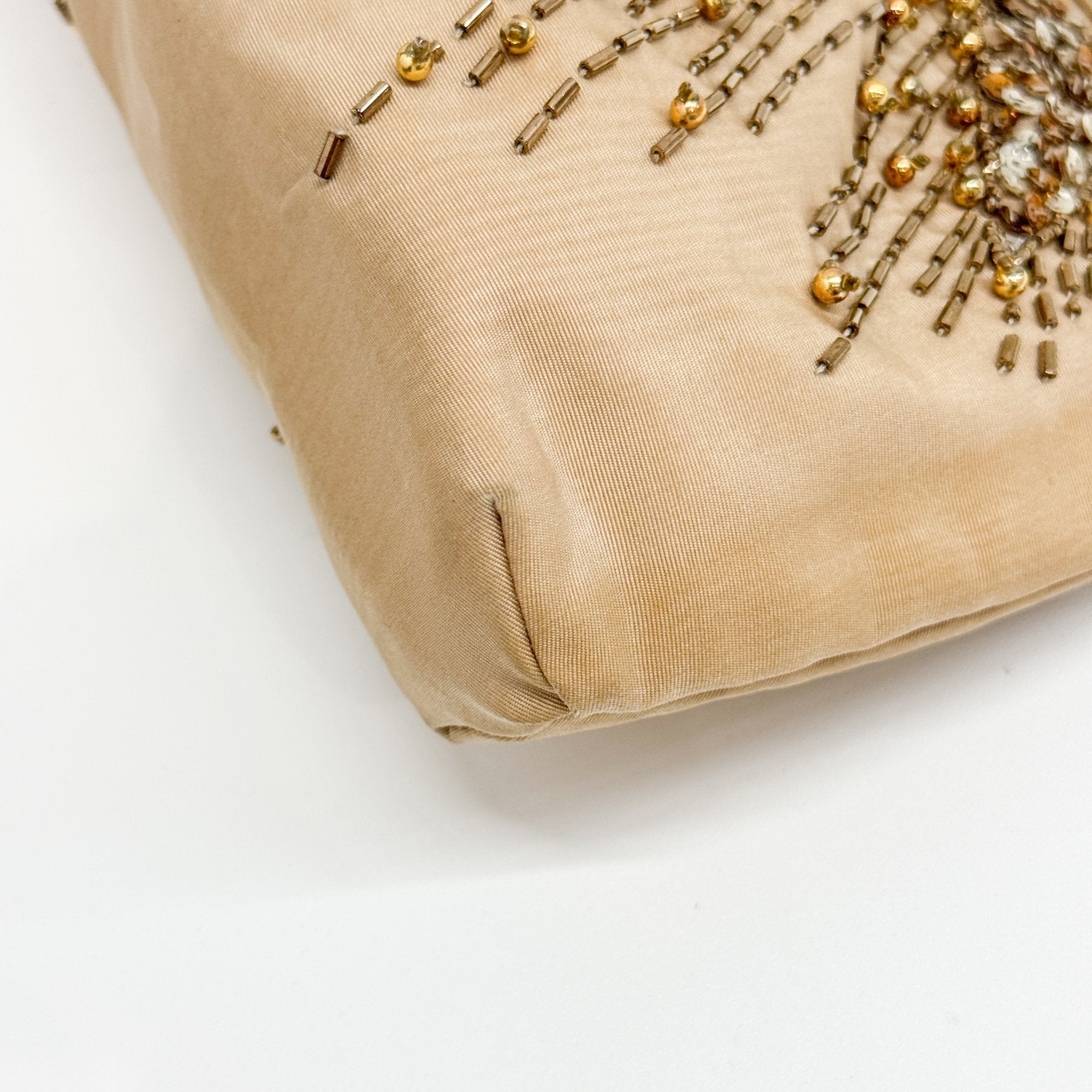Tan Beaded Shoulder Bag